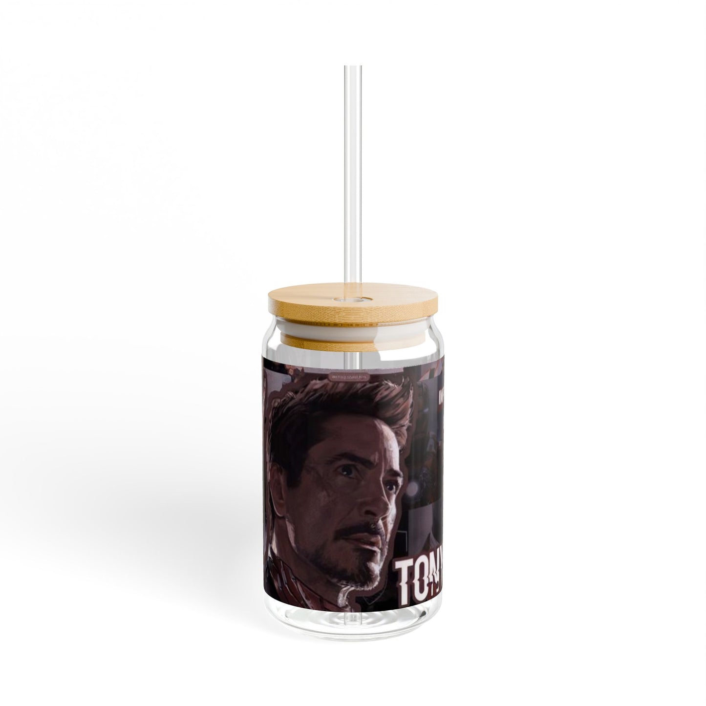 16oz Character Photo Sipper Glass – Retro Hero Portrait Design