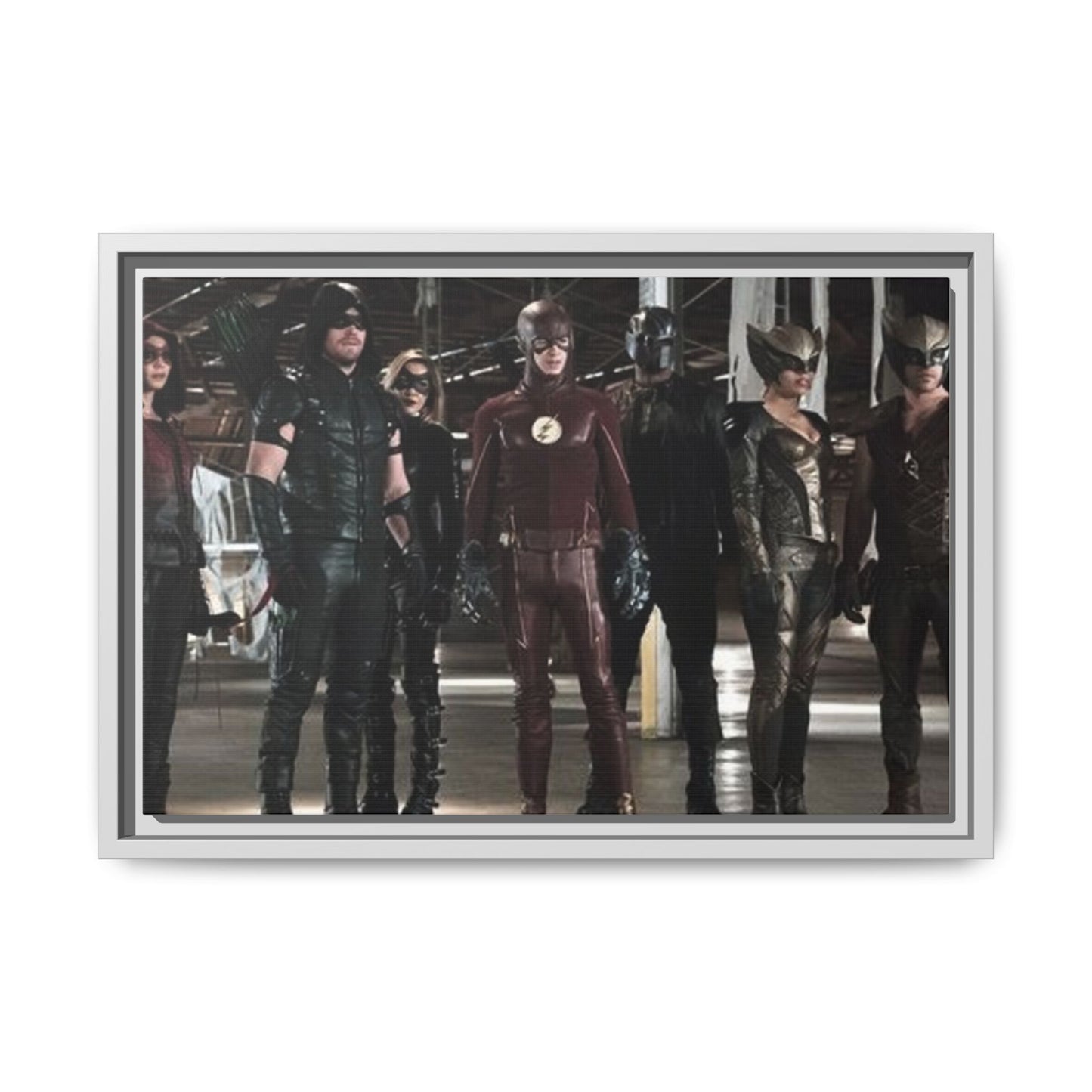 Framed Matte Canvas Panel - Superhero Team Photo Print