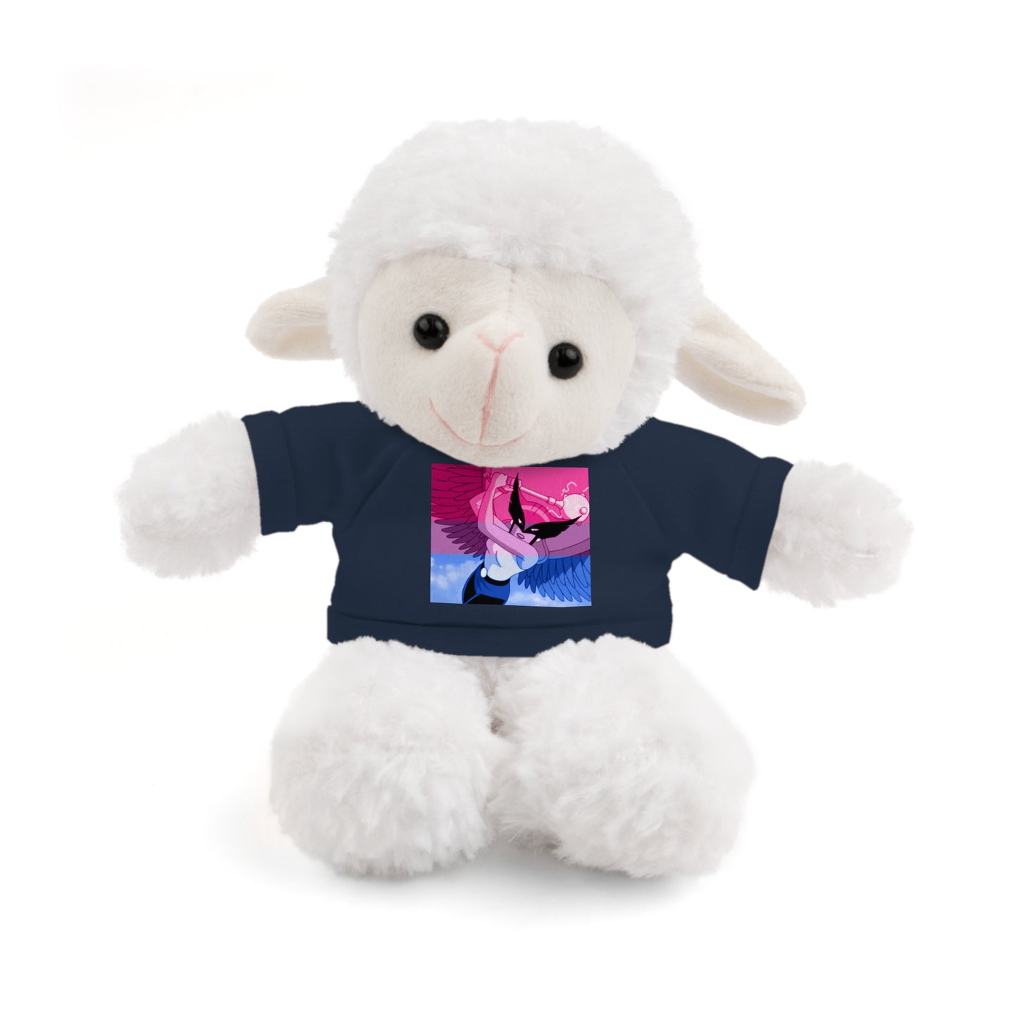 Plush Bear with Graphic Tee — Cute Pink & Blue Skateboard Design