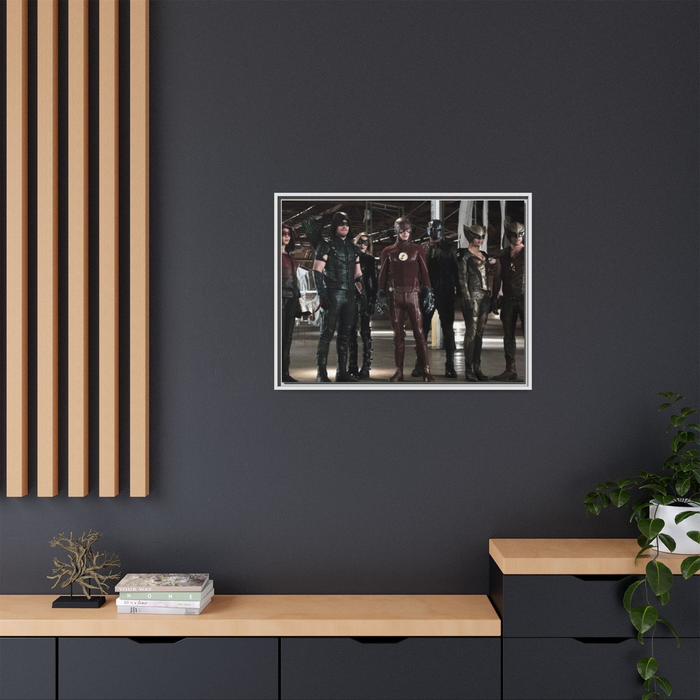 Framed Matte Canvas Panel - Superhero Team Photo Print