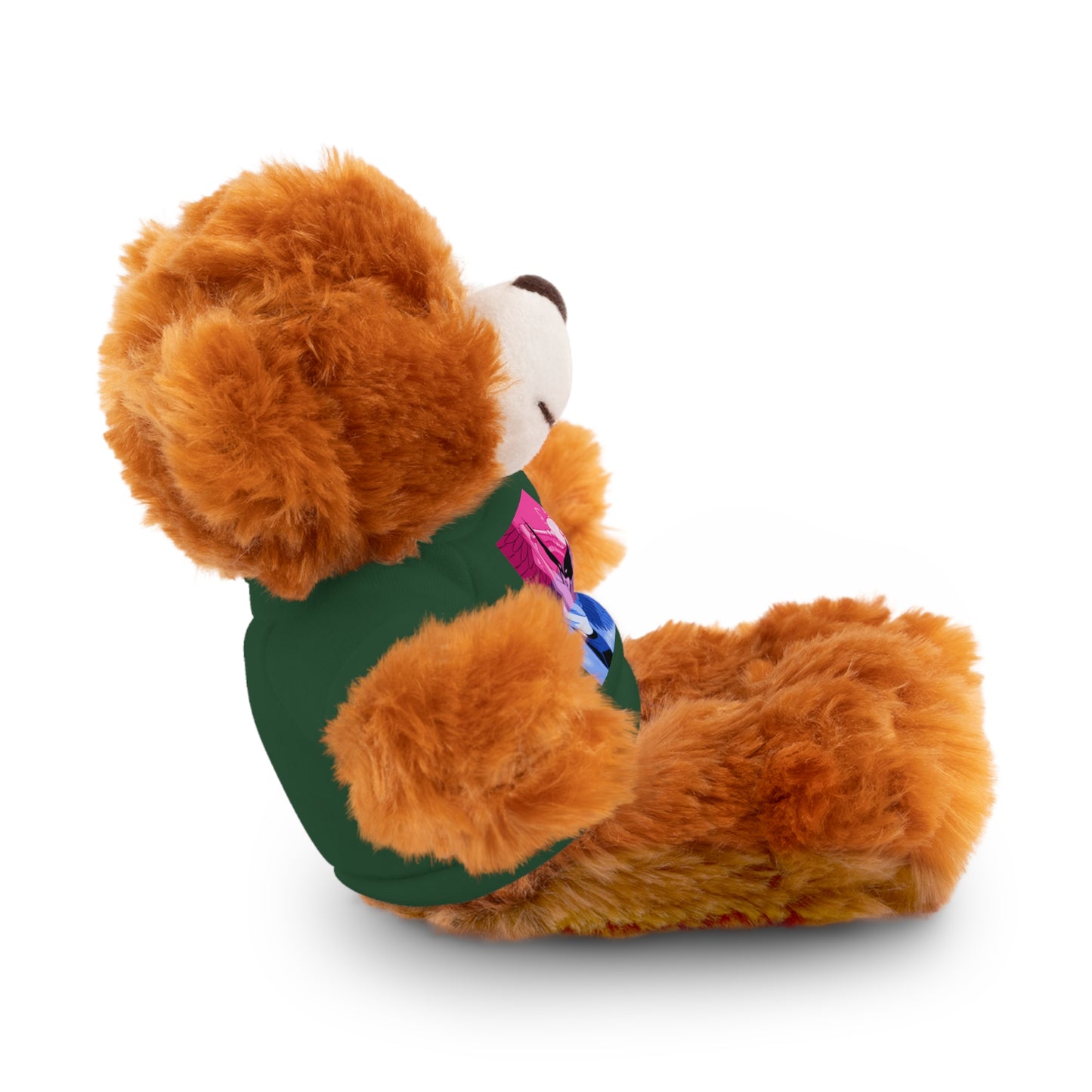 Plush Bear with Graphic Tee — Cute Pink & Blue Skateboard Design
