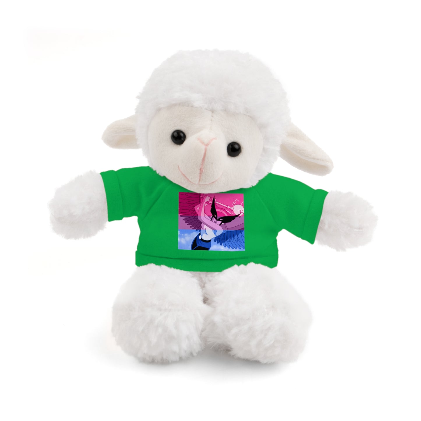Plush Bear with Graphic Tee — Cute Pink & Blue Skateboard Design