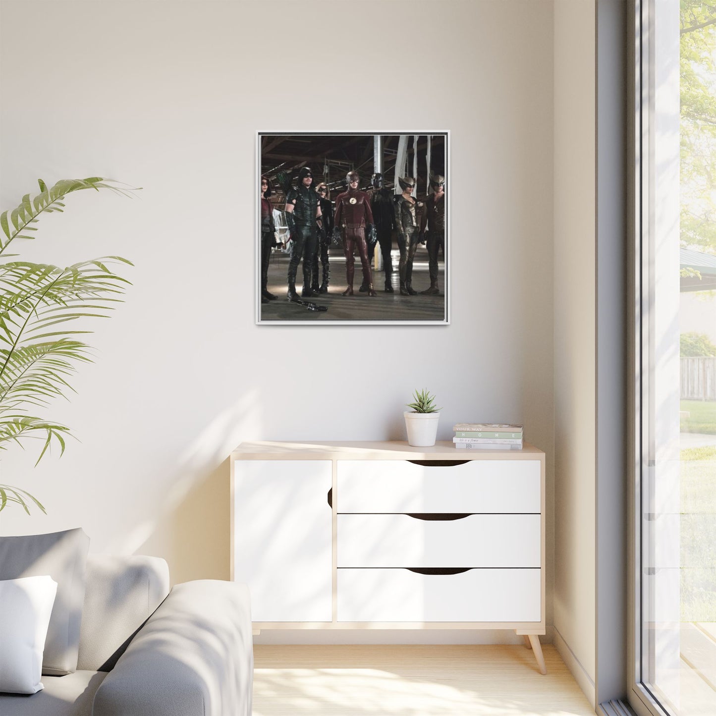 Framed Matte Canvas Panel - Superhero Team Photo Print