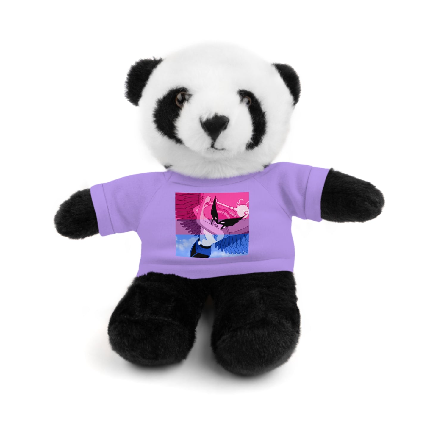 Plush Bear with Graphic Tee — Cute Pink & Blue Skateboard Design