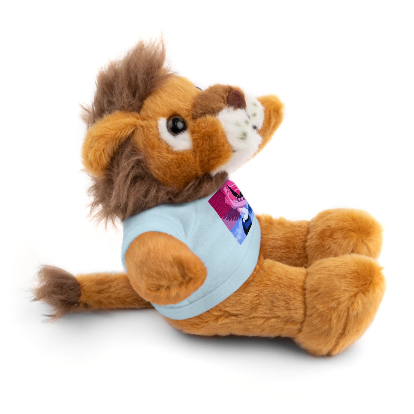 Plush Bear with Graphic Tee — Cute Pink & Blue Skateboard Design