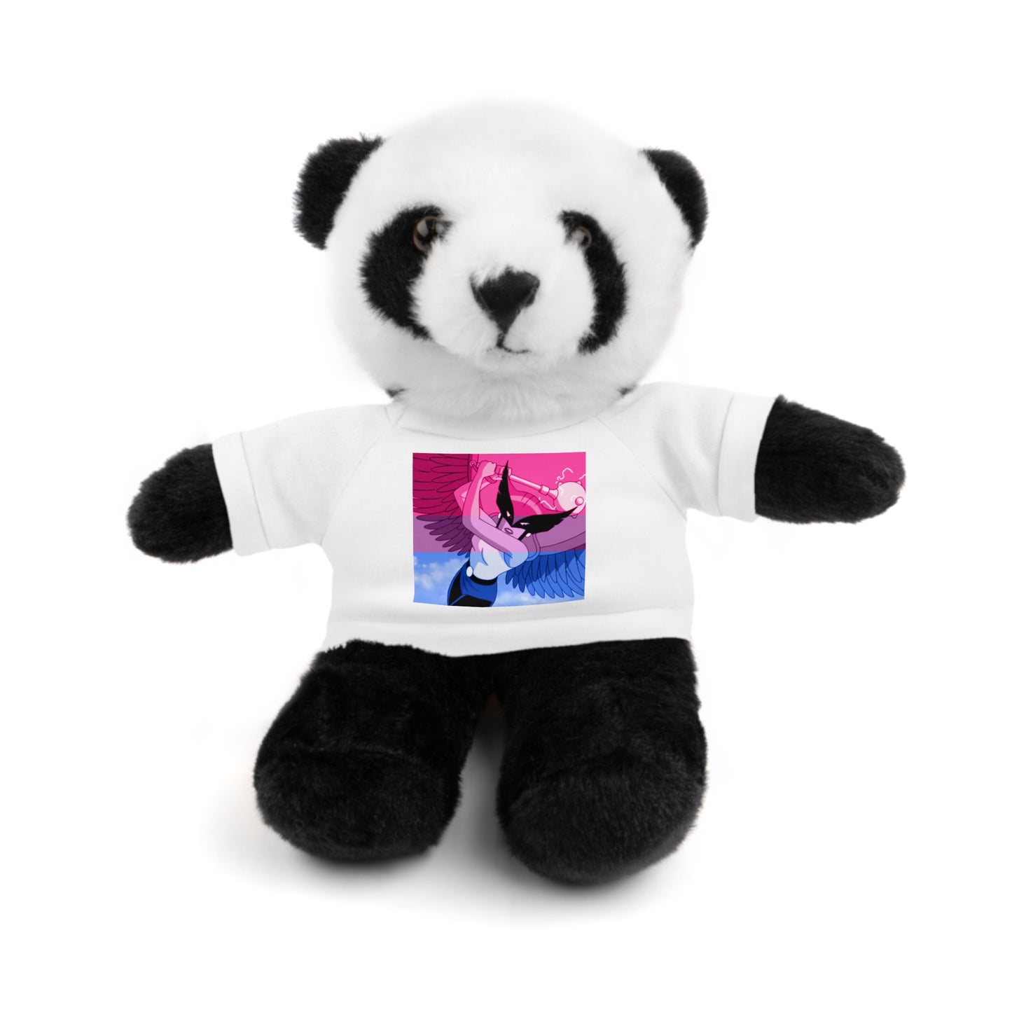 Plush Bear with Graphic Tee — Cute Pink & Blue Skateboard Design