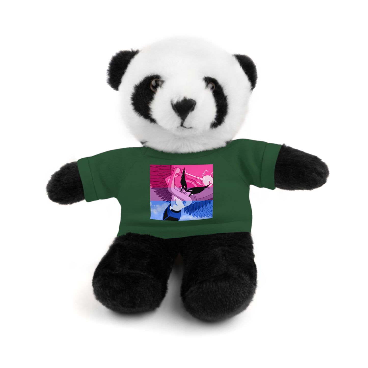 Plush Bear with Graphic Tee — Cute Pink & Blue Skateboard Design