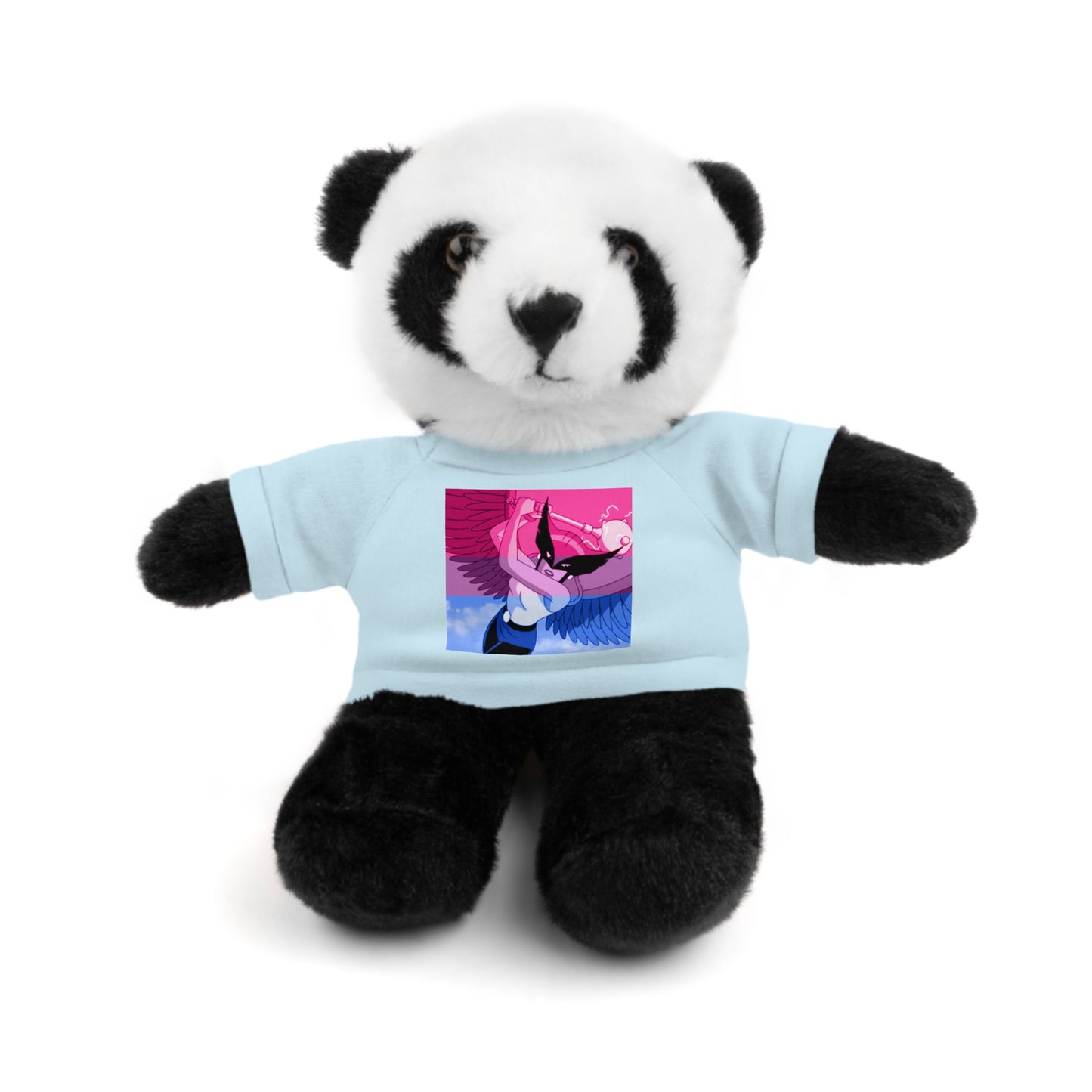Plush Bear with Graphic Tee — Cute Pink & Blue Skateboard Design