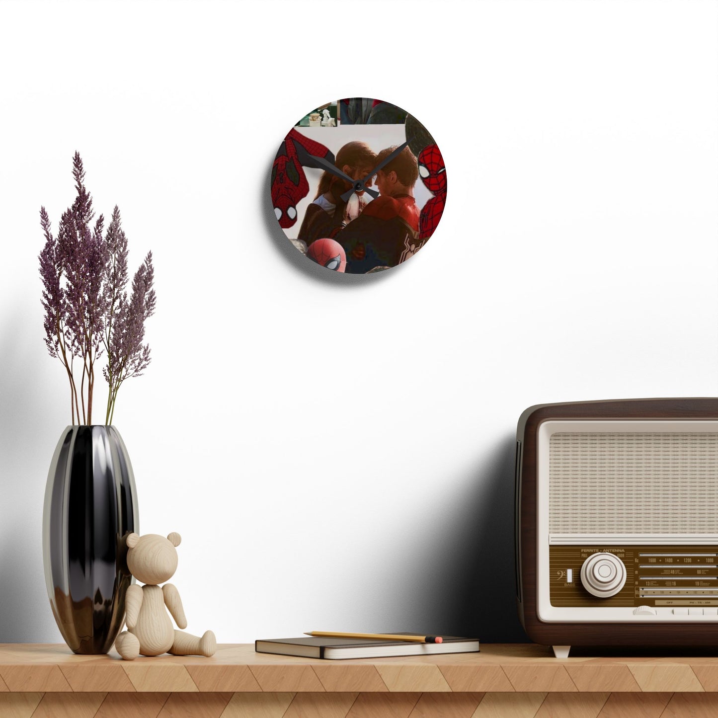 Spider-Man Couple Acrylic Wall Clock — Romantic Superhero Decor