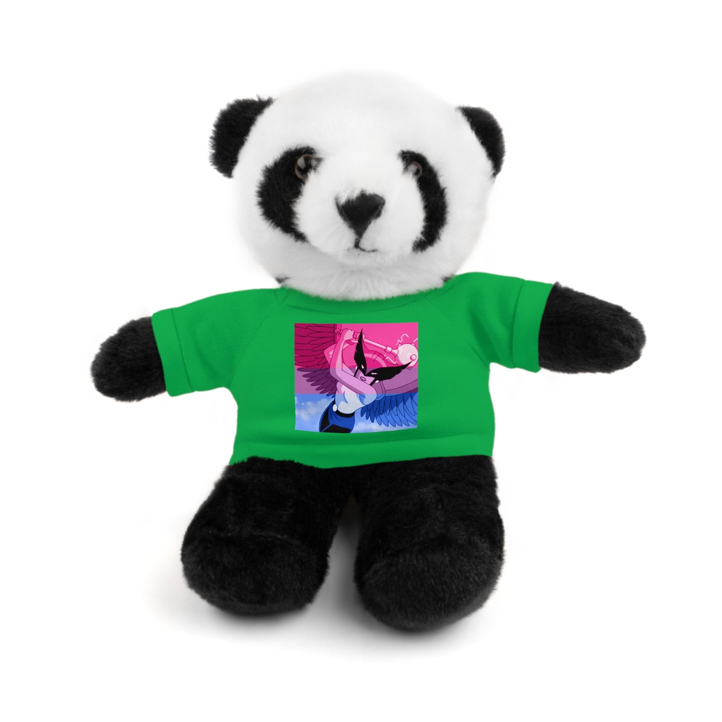 Plush Bear with Graphic Tee — Cute Pink & Blue Skateboard Design