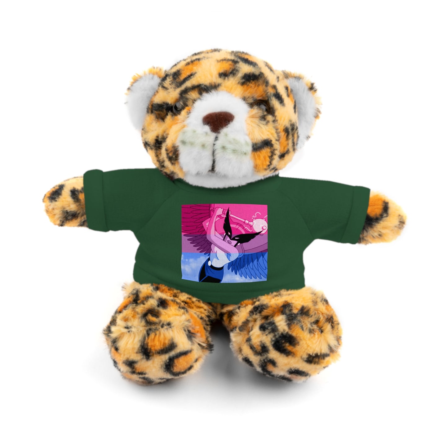 Plush Bear with Graphic Tee — Cute Pink & Blue Skateboard Design