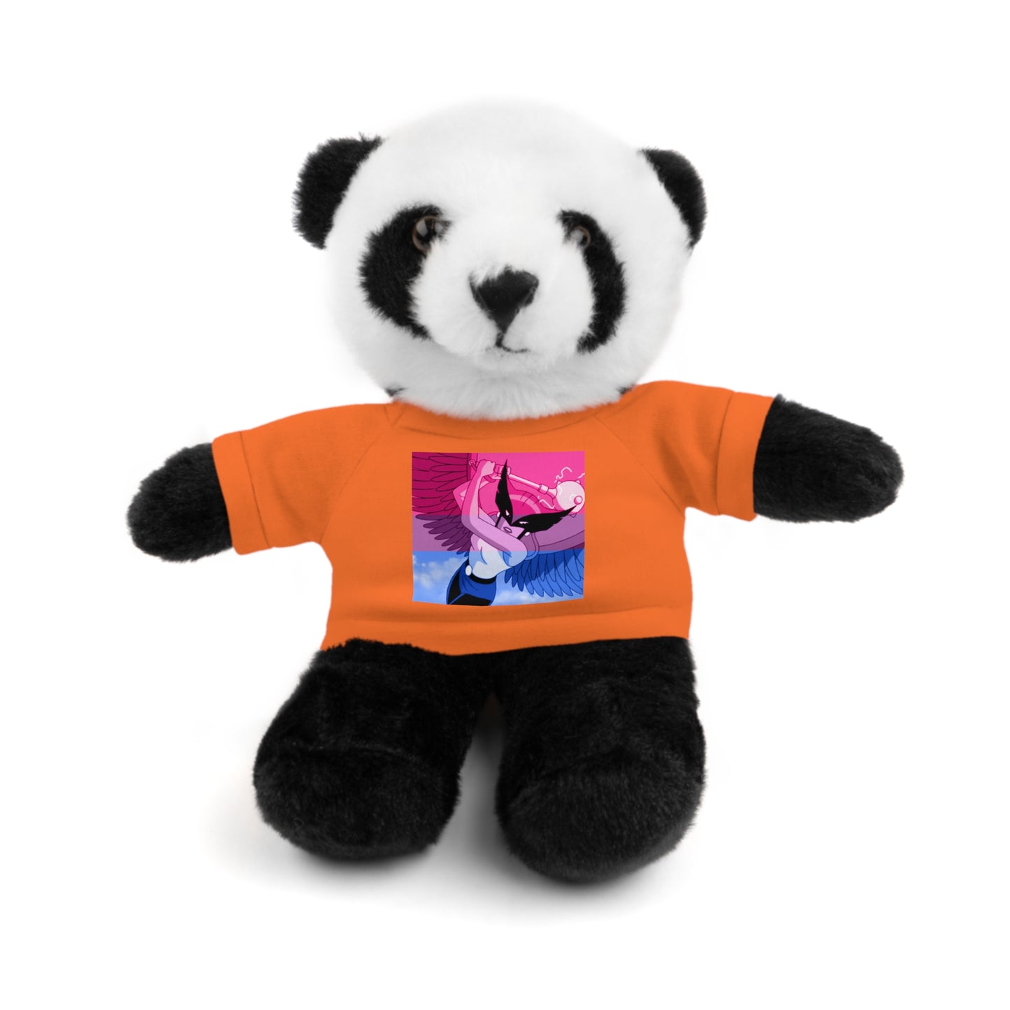 Plush Bear with Graphic Tee — Cute Pink & Blue Skateboard Design
