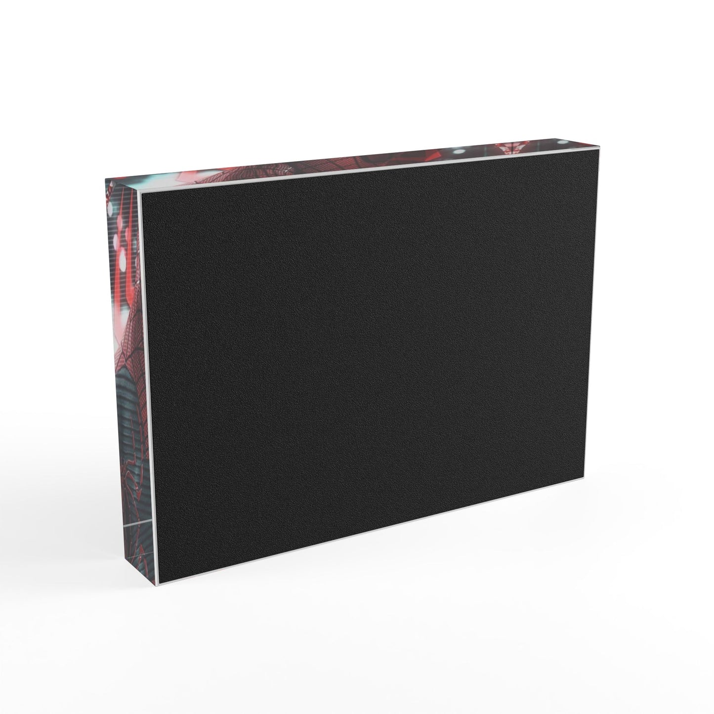 Spider‑Hero Photo Block – Retro Neon Comic Desk/Wall Art
