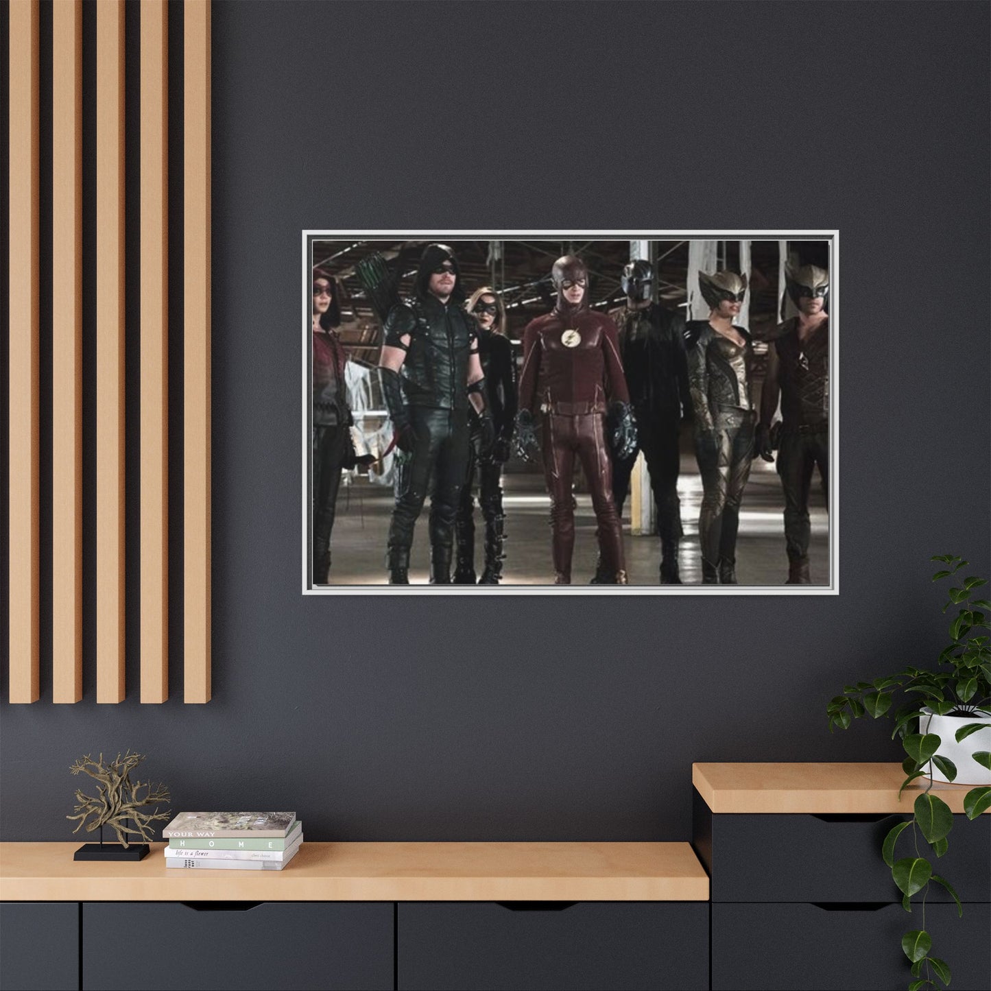 Framed Matte Canvas Panel - Superhero Team Photo Print