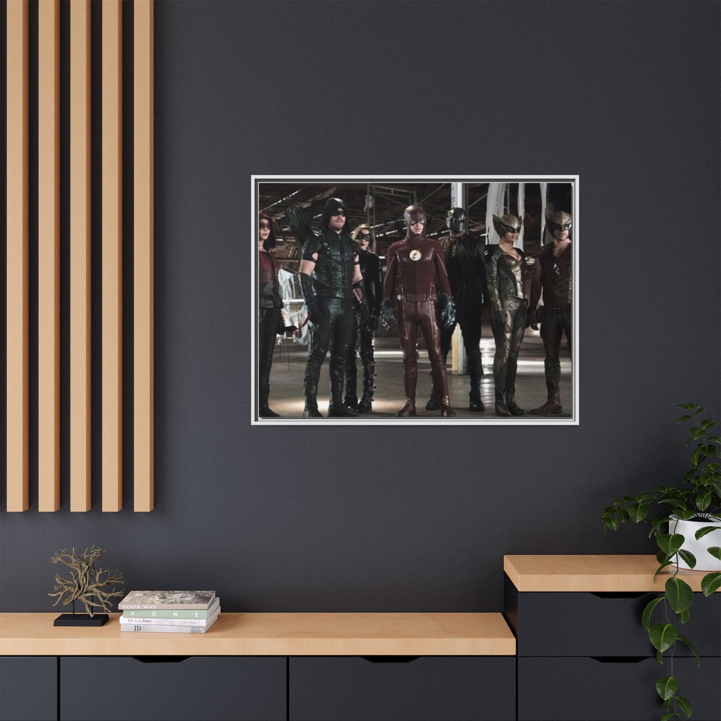 Framed Matte Canvas Panel - Superhero Team Photo Print