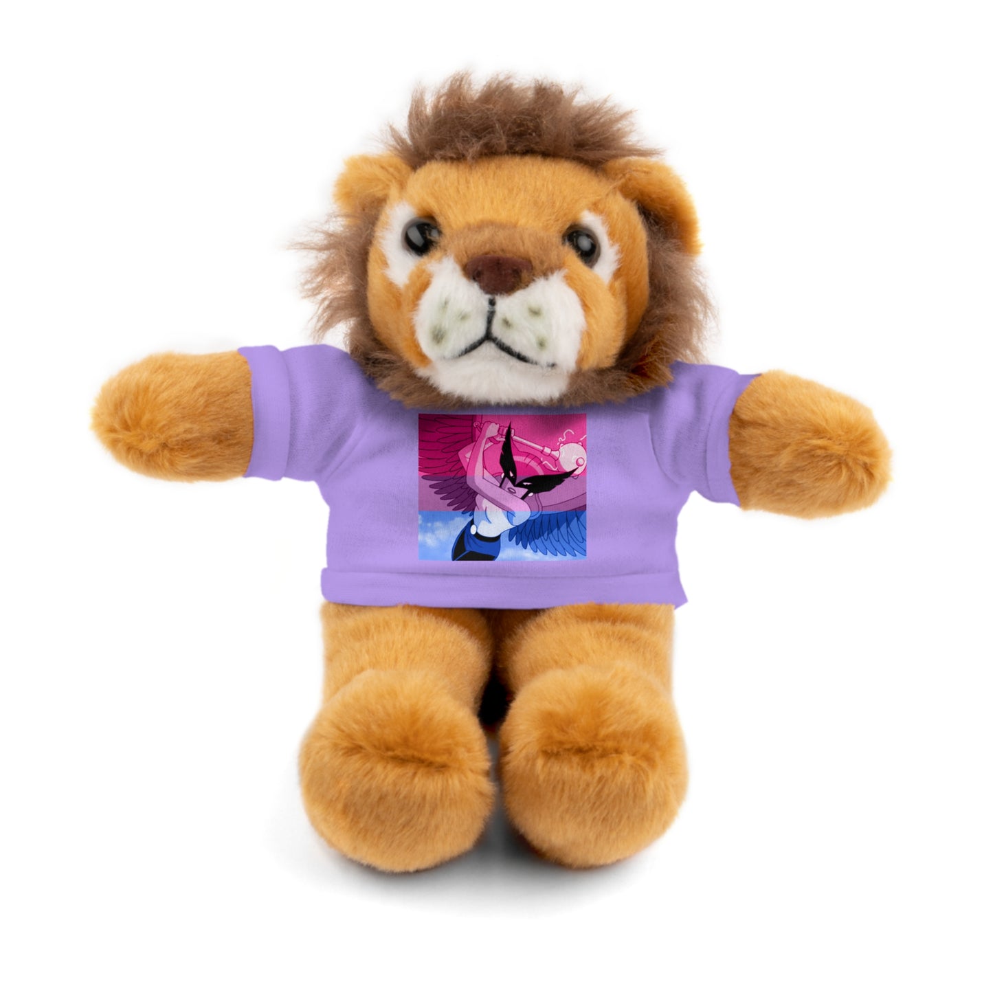 Plush Bear with Graphic Tee — Cute Pink & Blue Skateboard Design