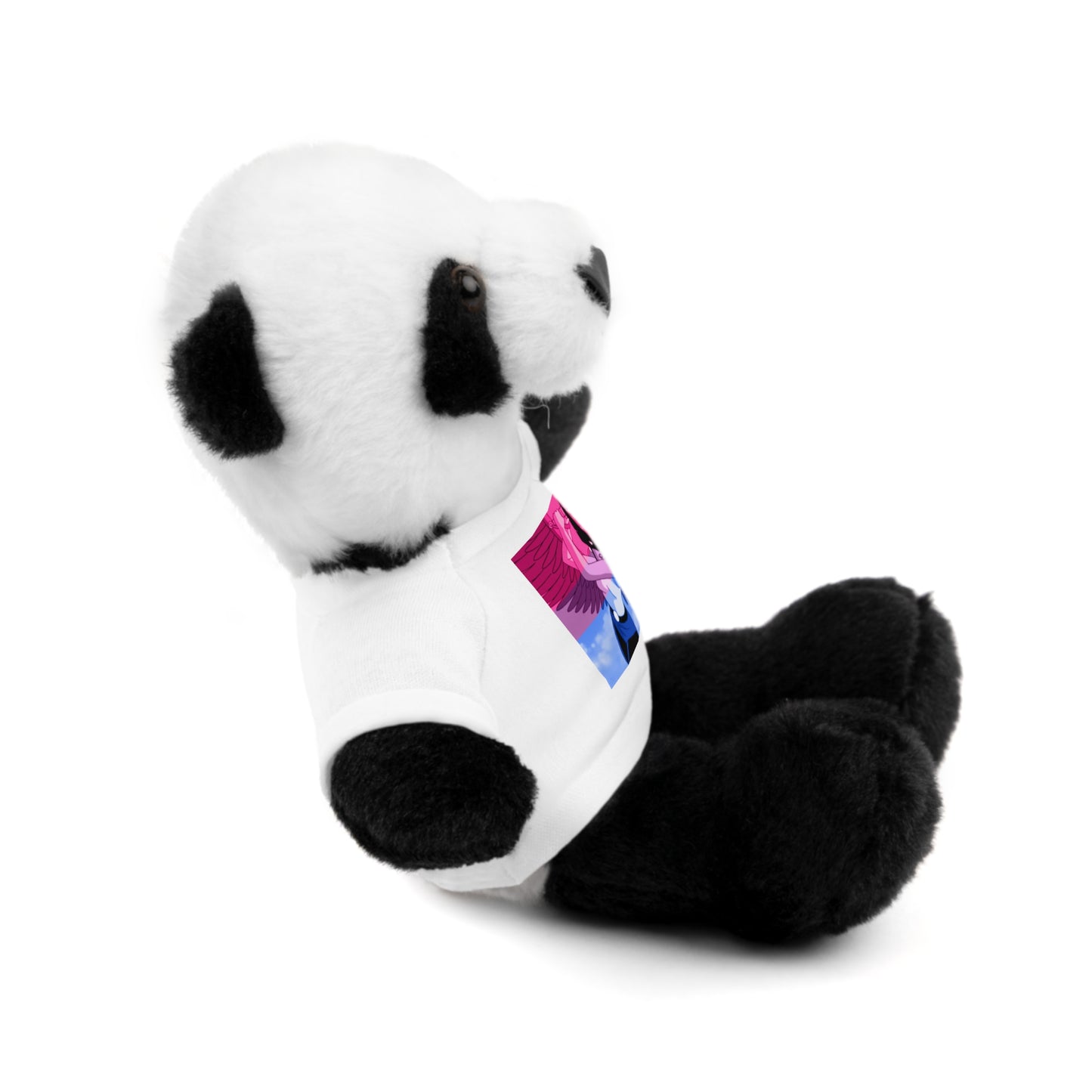 Plush Bear with Graphic Tee — Cute Pink & Blue Skateboard Design