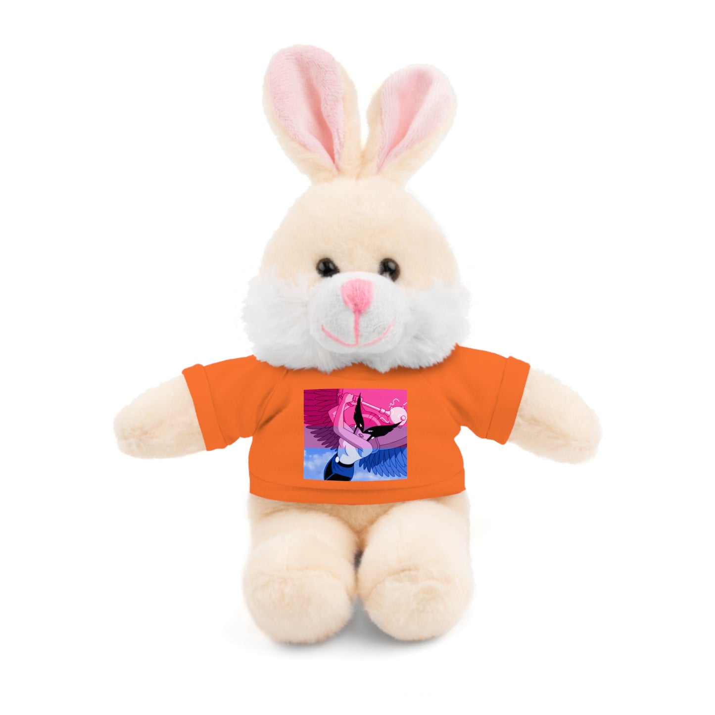 Plush Bear with Graphic Tee — Cute Pink & Blue Skateboard Design