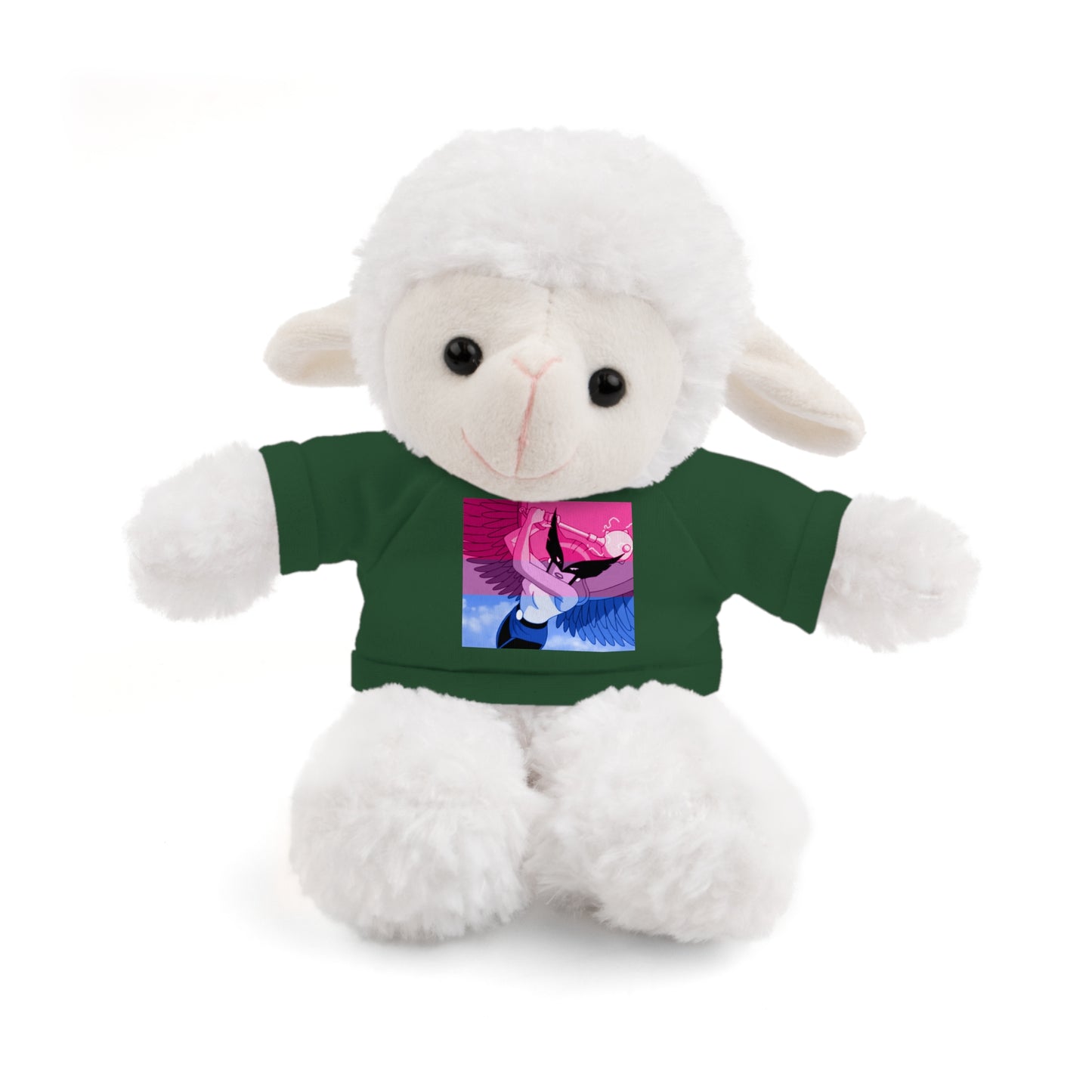Plush Bear with Graphic Tee — Cute Pink & Blue Skateboard Design