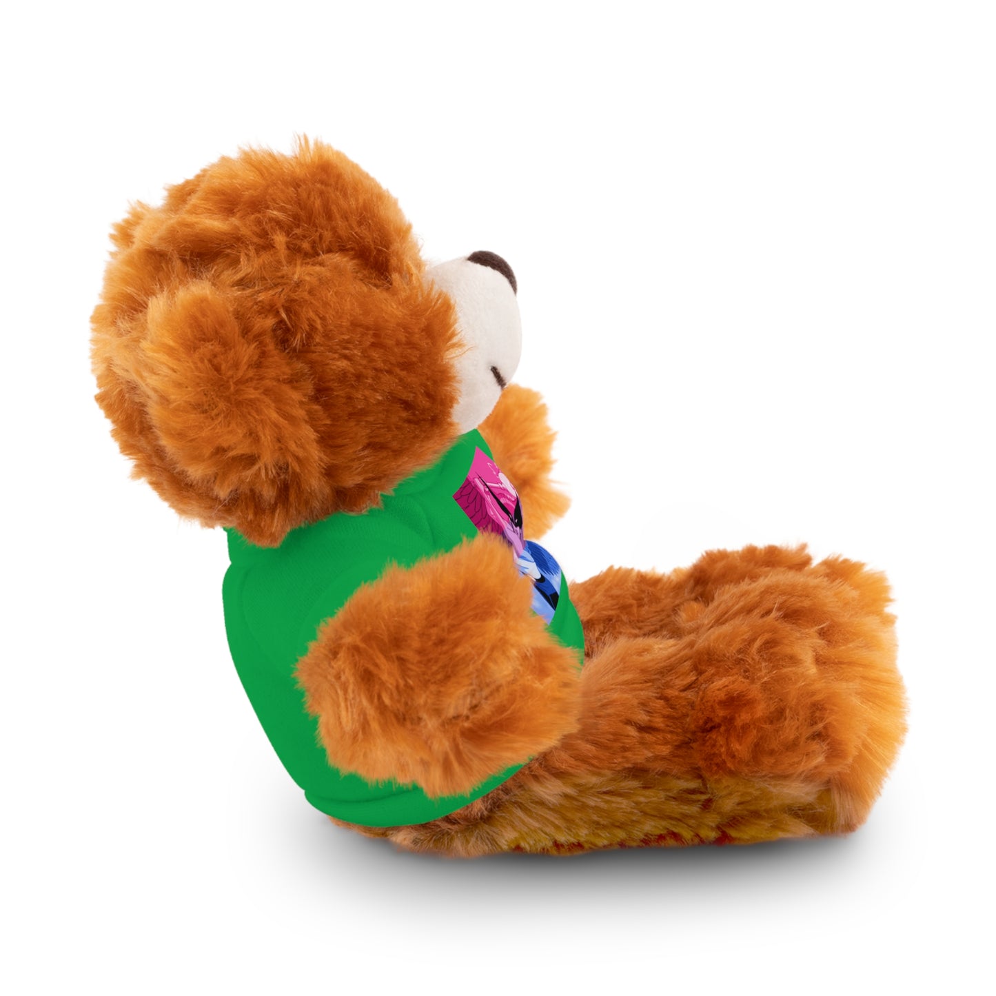 Plush Bear with Graphic Tee — Cute Pink & Blue Skateboard Design