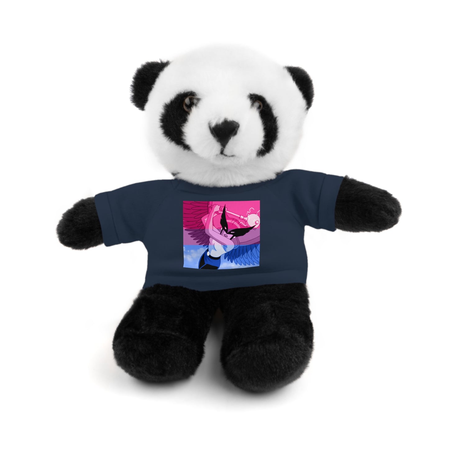 Plush Bear with Graphic Tee — Cute Pink & Blue Skateboard Design