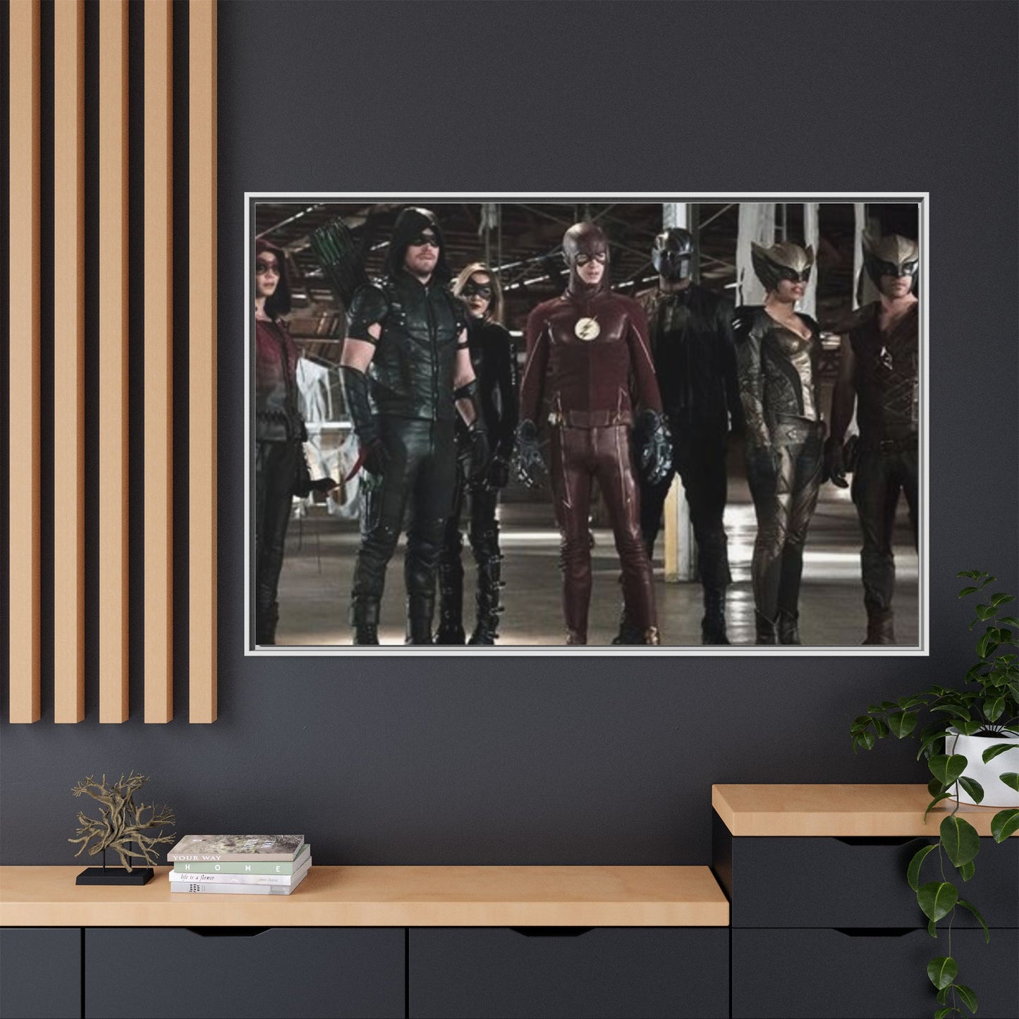 Framed Matte Canvas Panel - Superhero Team Photo Print