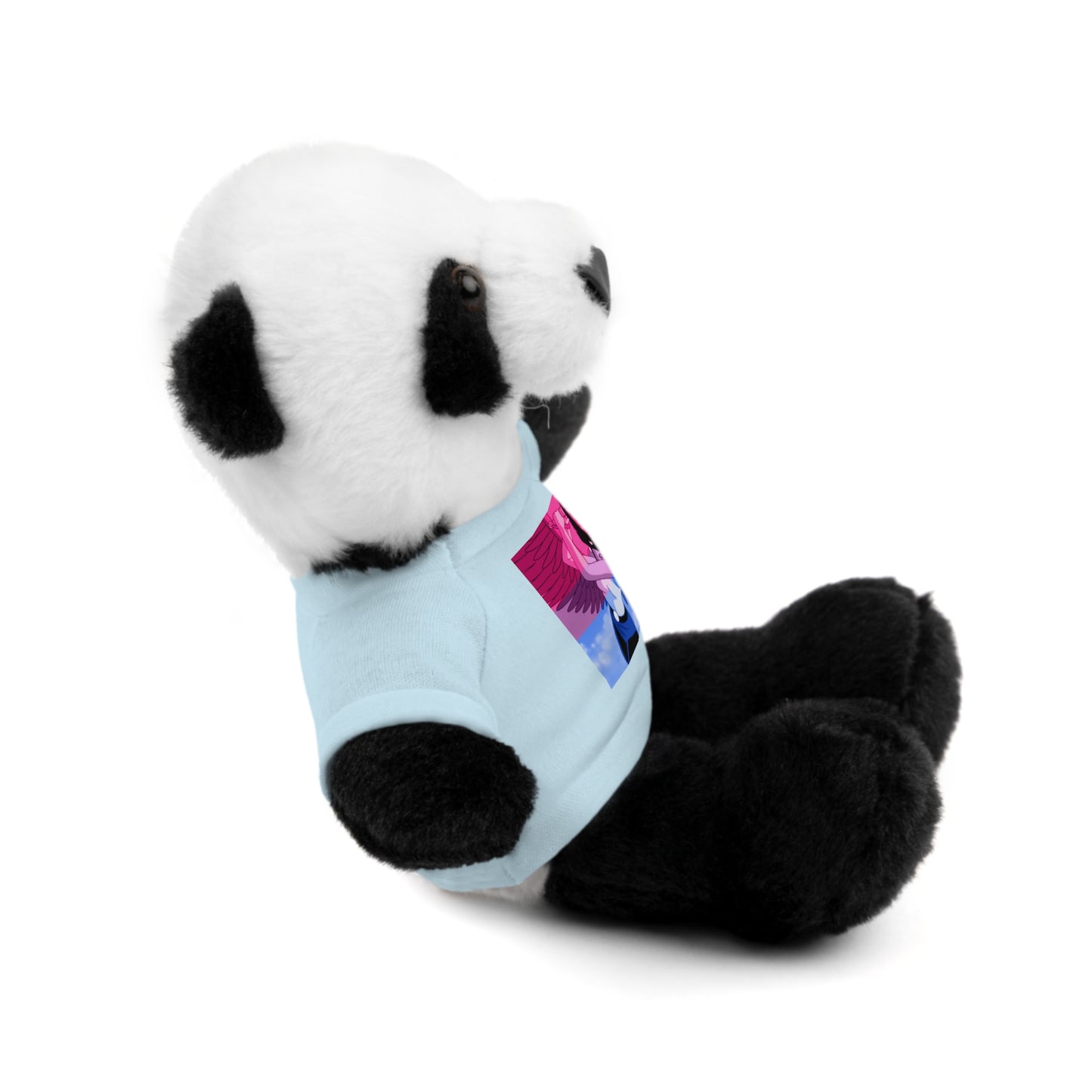 Plush Bear with Graphic Tee — Cute Pink & Blue Skateboard Design