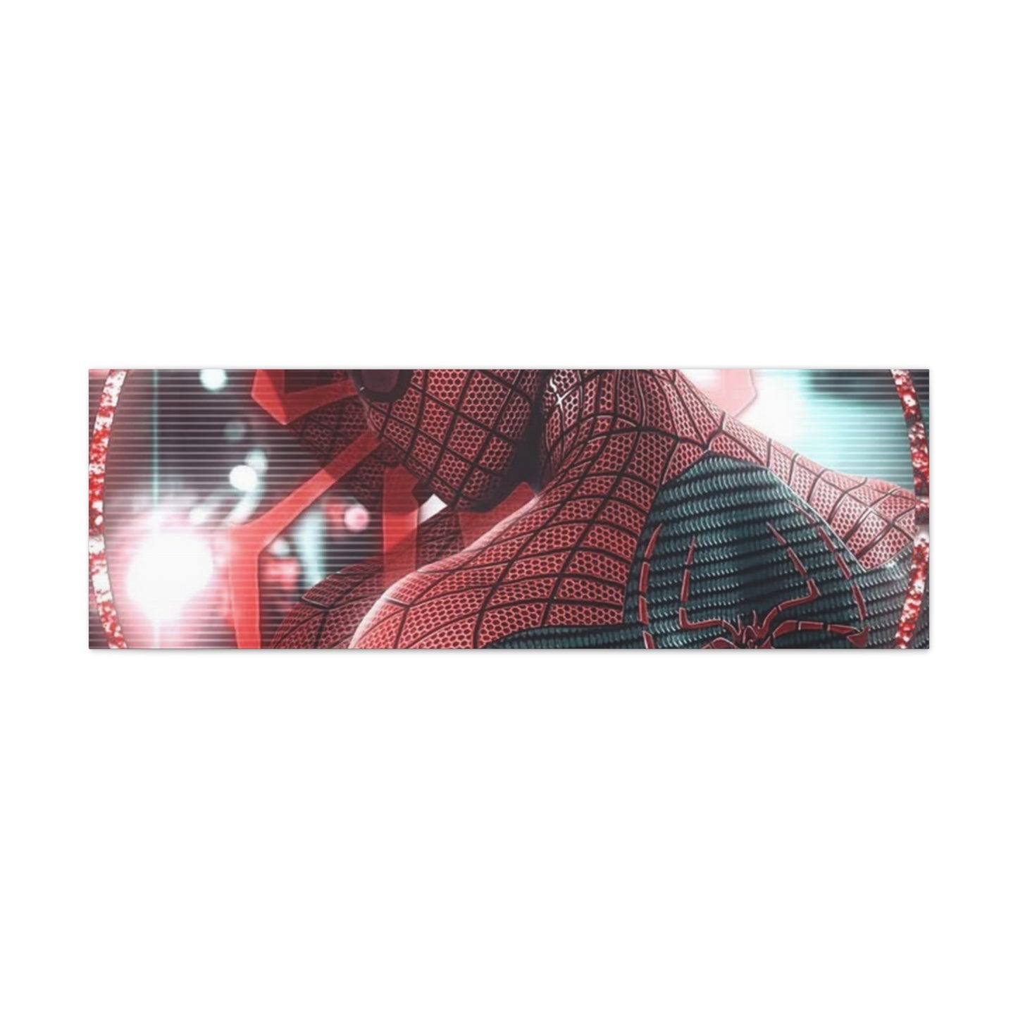 Spider Superhero Matte Canvas Wall Art — Red Neon Portrait, Stretched 1.25"