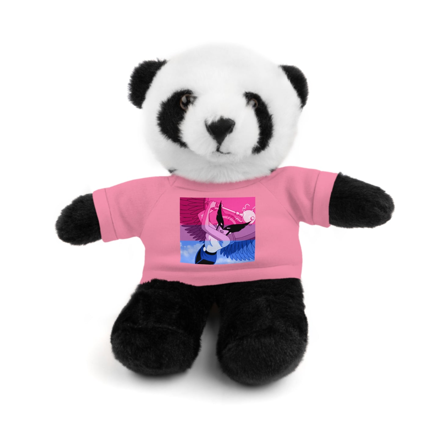 Plush Bear with Graphic Tee — Cute Pink & Blue Skateboard Design