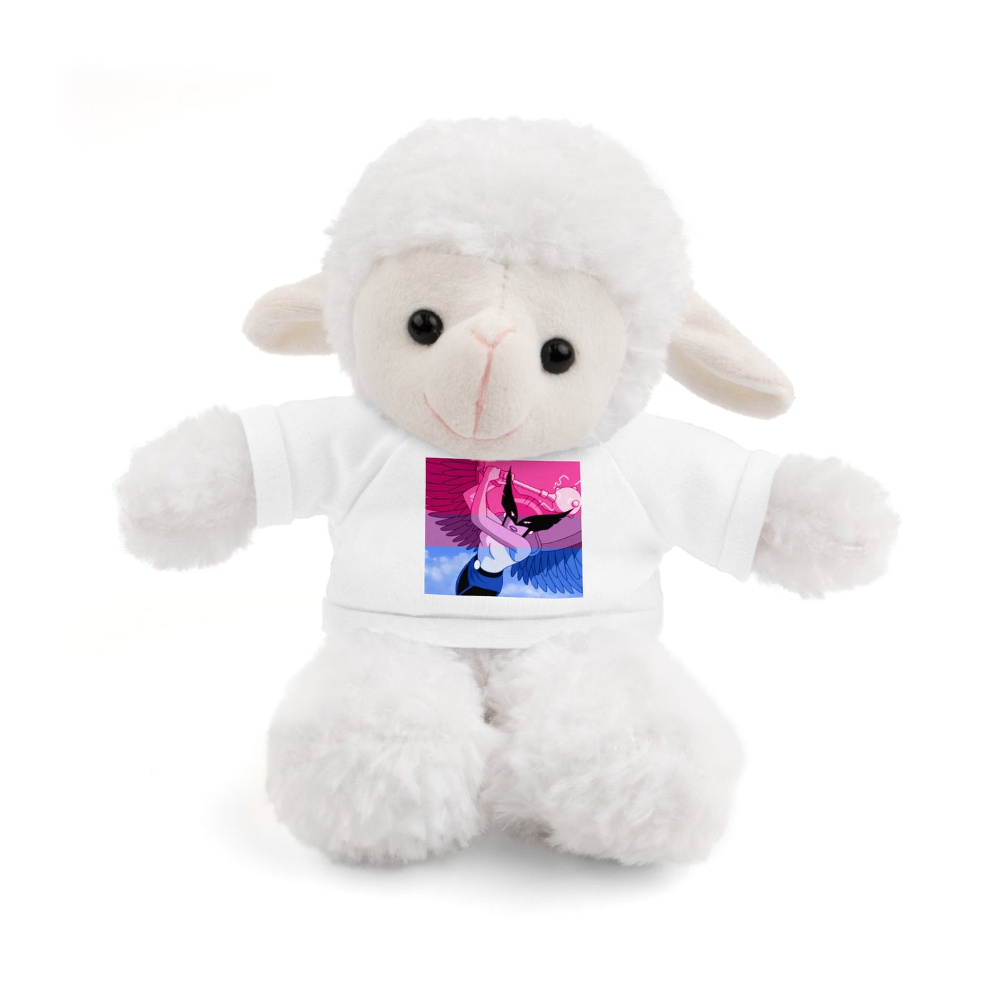 Plush Bear with Graphic Tee — Cute Pink & Blue Skateboard Design