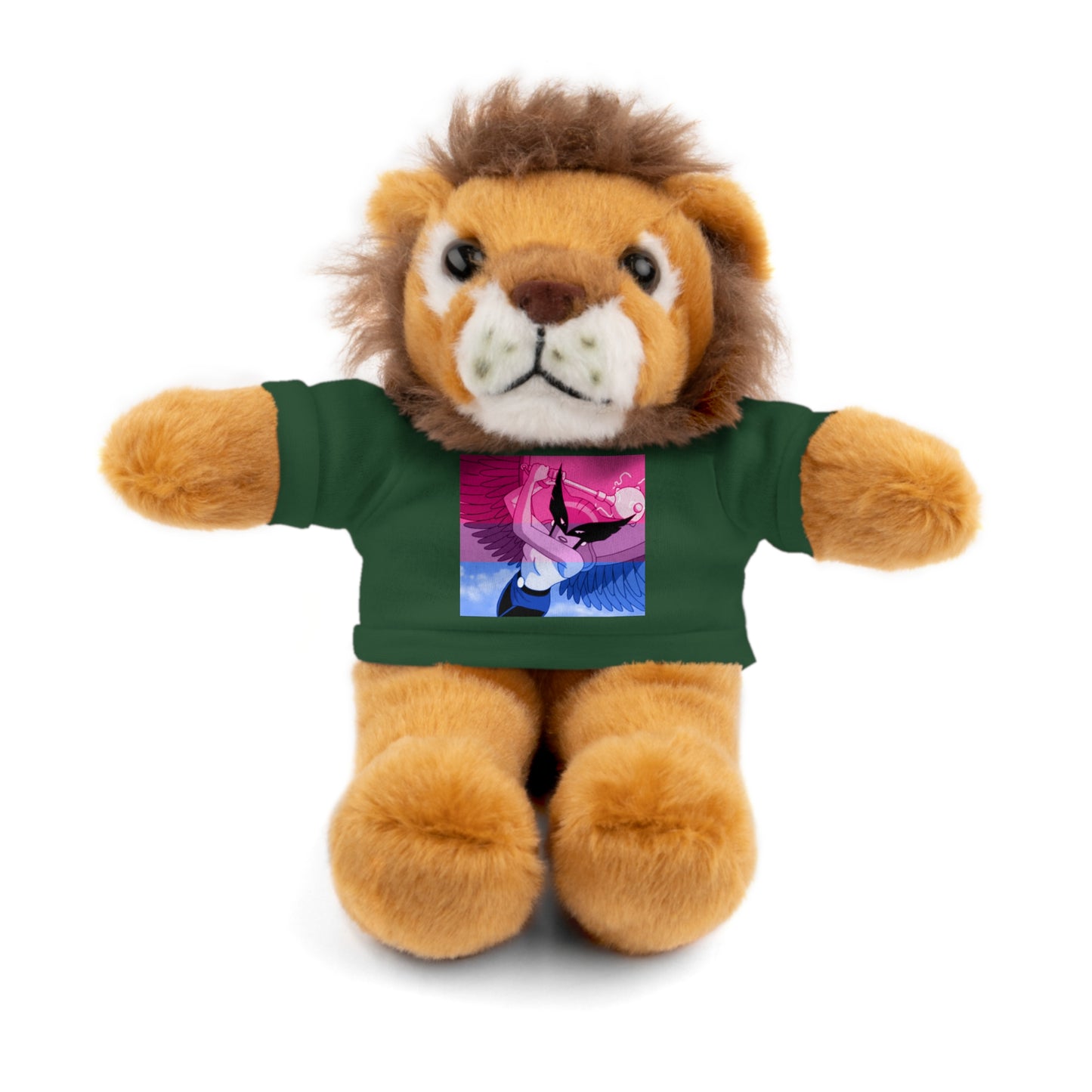 Plush Bear with Graphic Tee — Cute Pink & Blue Skateboard Design