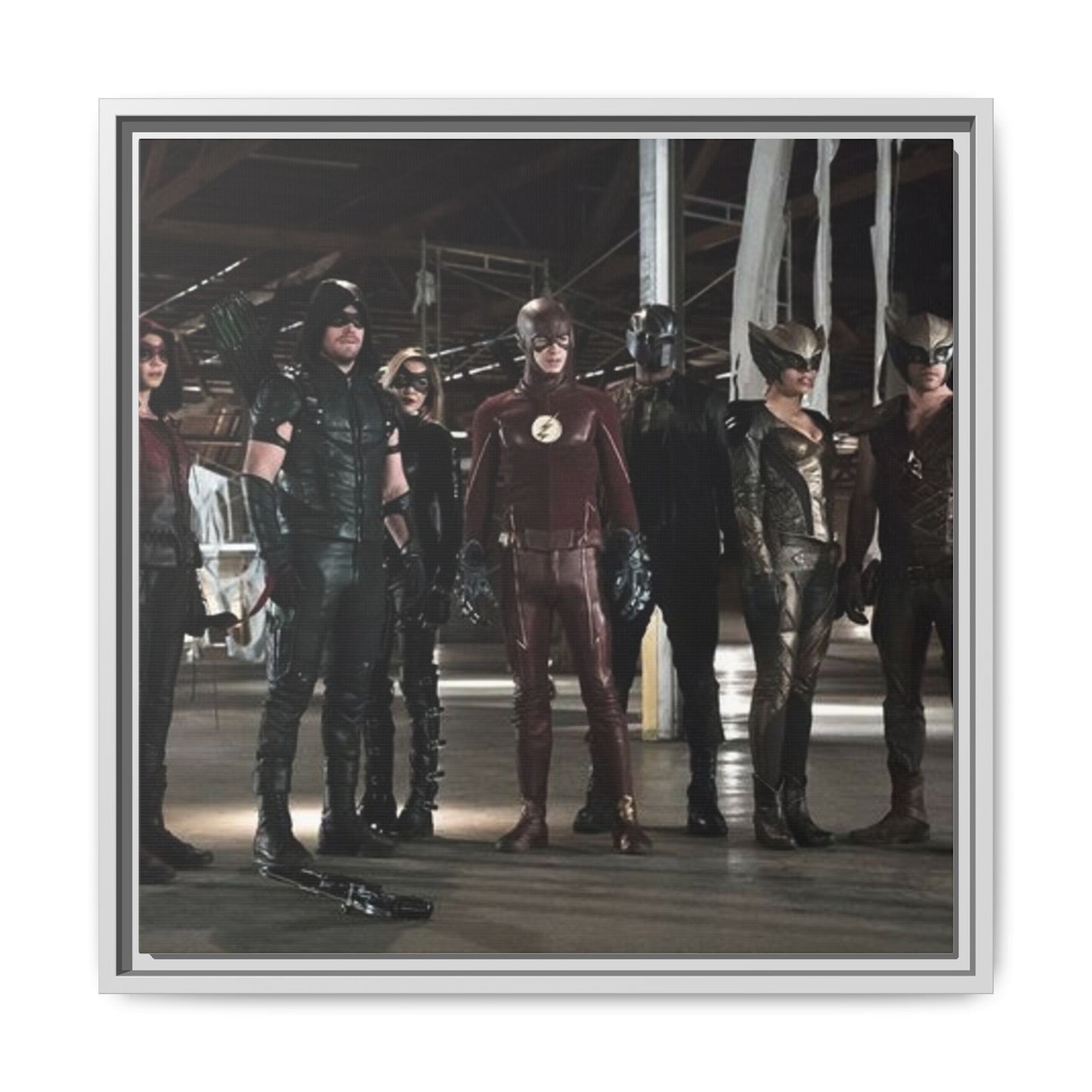 Framed Matte Canvas Panel - Superhero Team Photo Print
