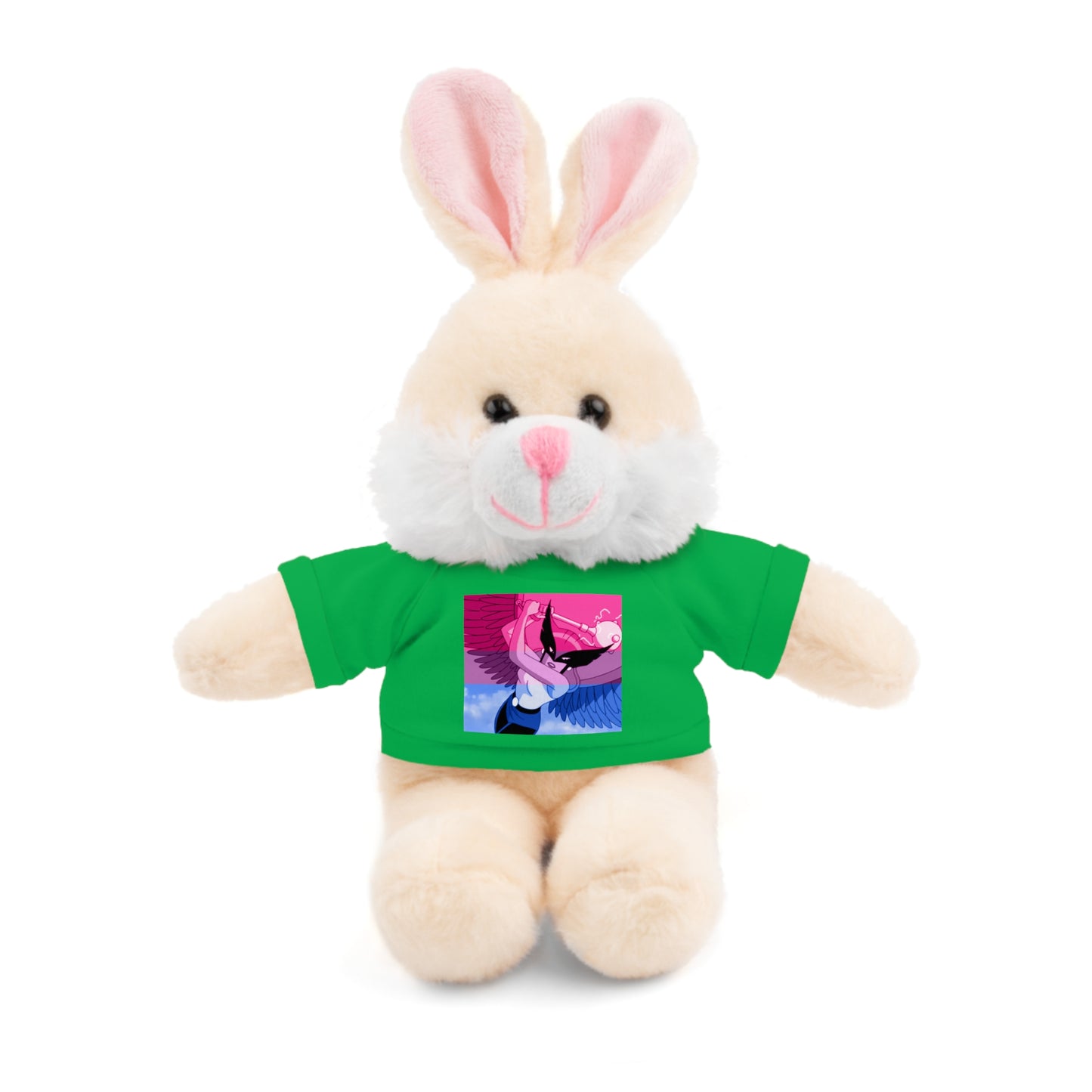 Plush Bear with Graphic Tee — Cute Pink & Blue Skateboard Design