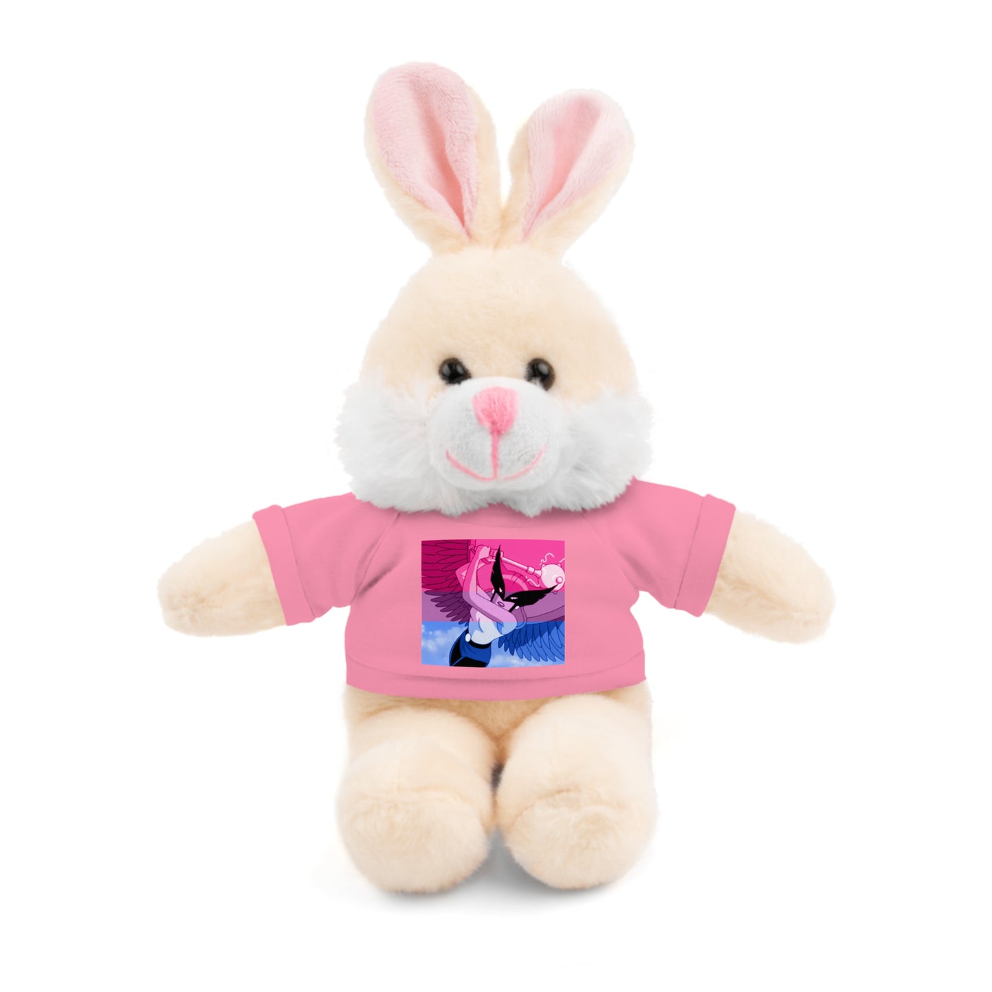 Plush Bear with Graphic Tee — Cute Pink & Blue Skateboard Design