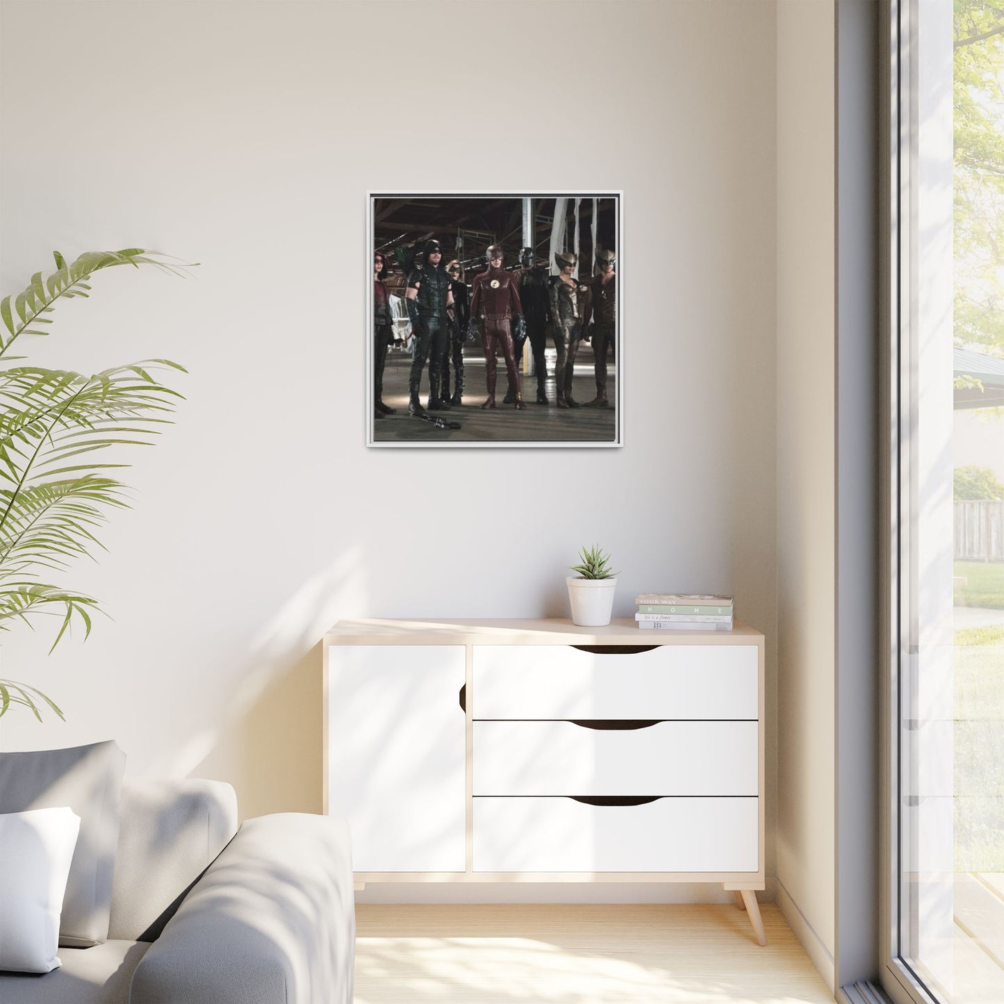 Framed Matte Canvas Panel - Superhero Team Photo Print