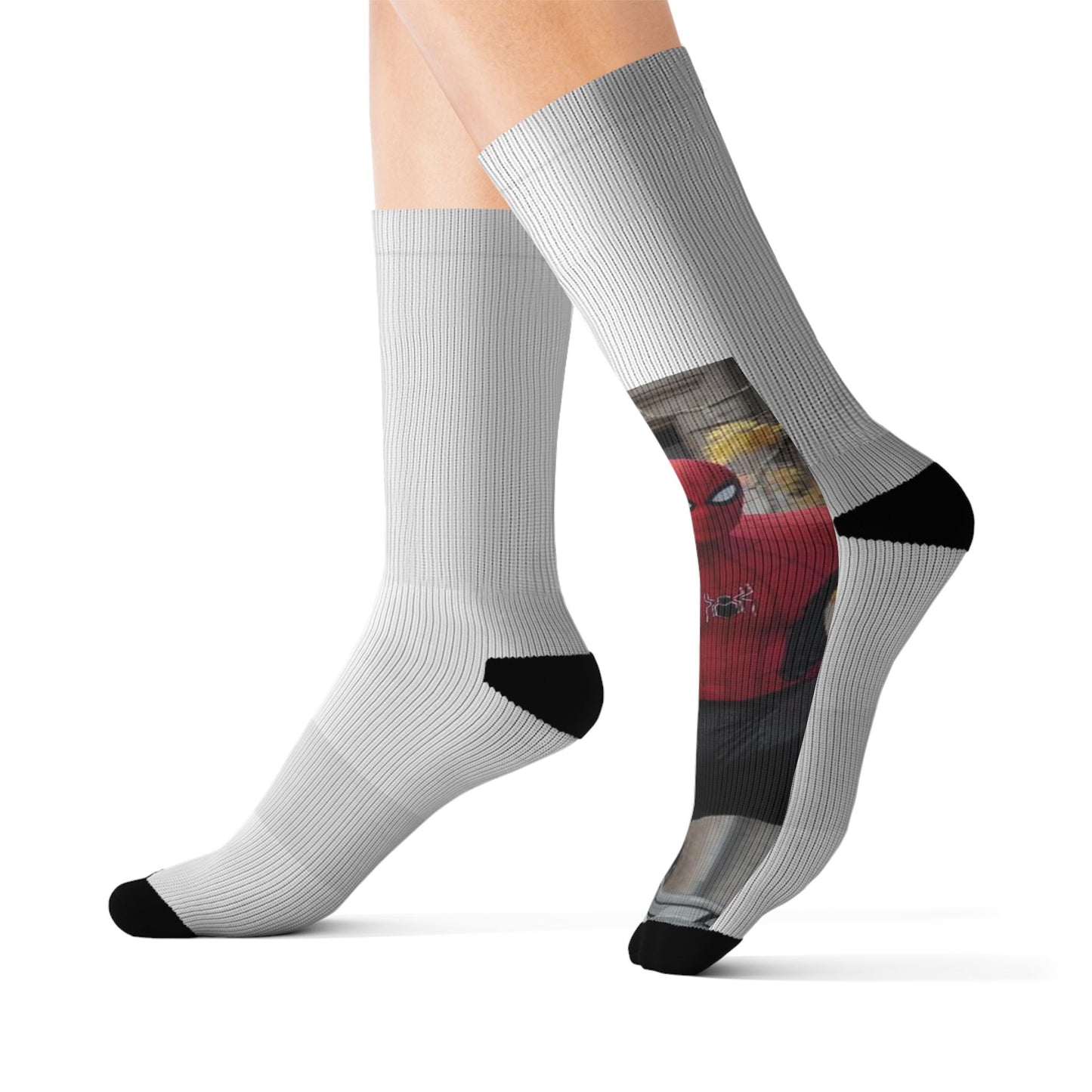 Superhero Sublimation Crew Socks — Custom Spiderman Design