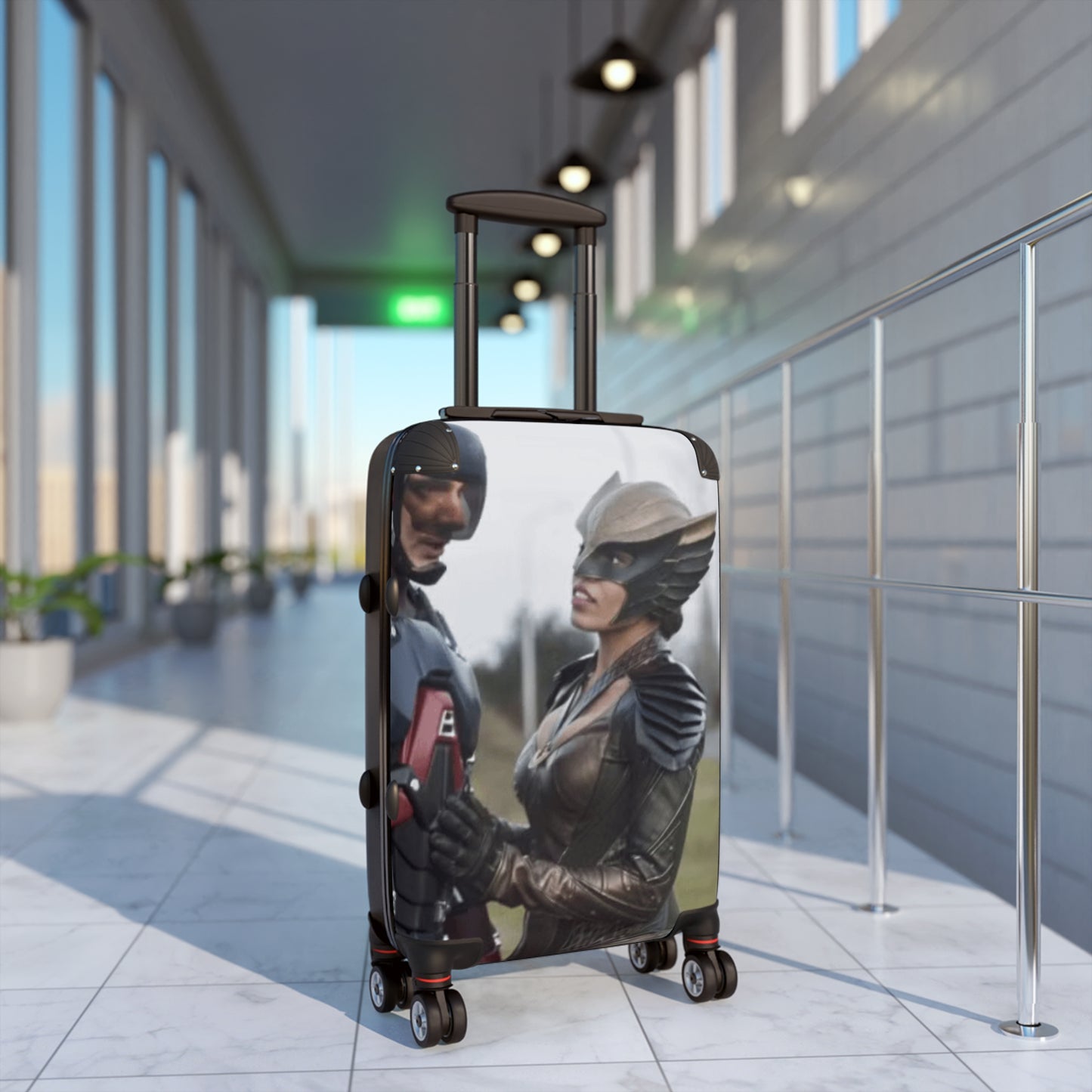 Hard-Shell Suitcase with Heroic Costume Print – Travel Carry-On Luggage