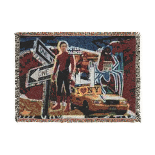 Fast Lane Movie Scene Woven Throw Blanket — Retro Street Racing Poster Design