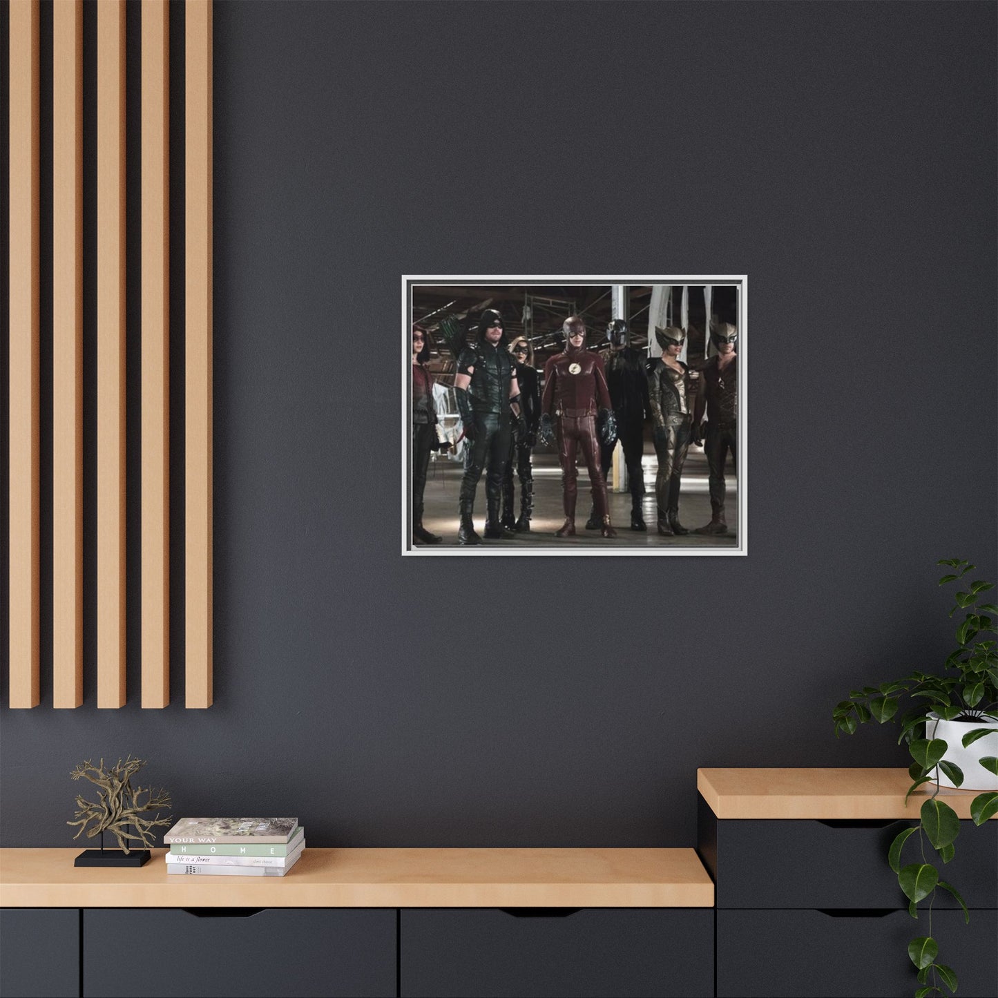 Framed Matte Canvas Panel - Superhero Team Photo Print