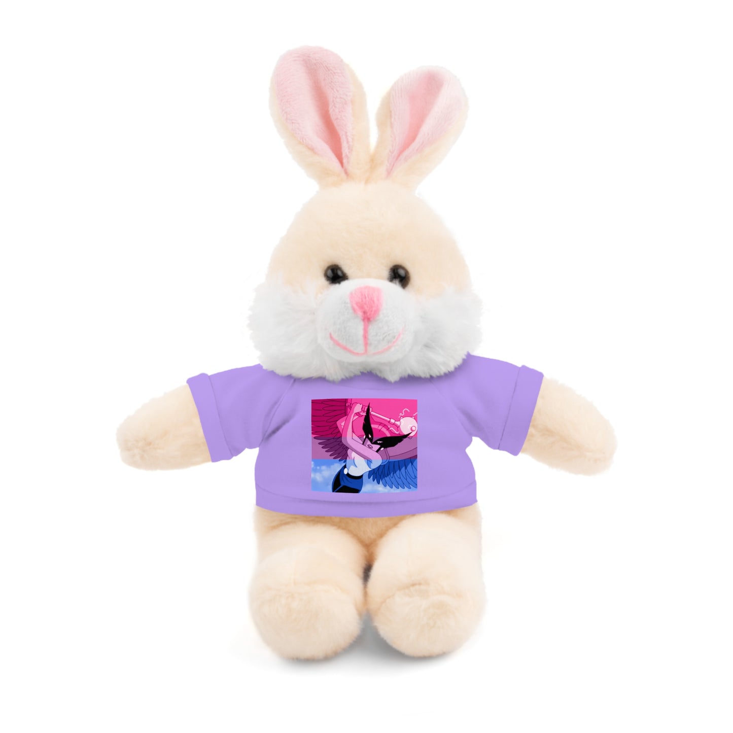 Plush Bear with Graphic Tee — Cute Pink & Blue Skateboard Design