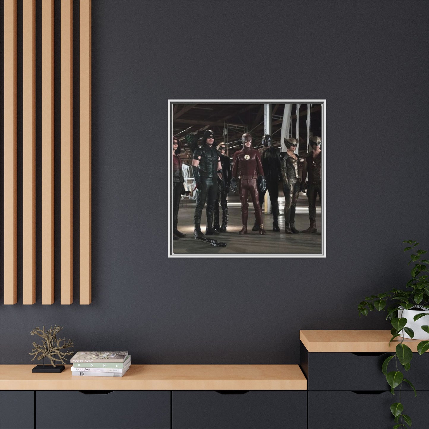 Framed Matte Canvas Panel - Superhero Team Photo Print