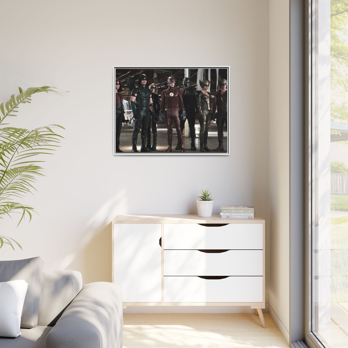 Framed Matte Canvas Panel - Superhero Team Photo Print