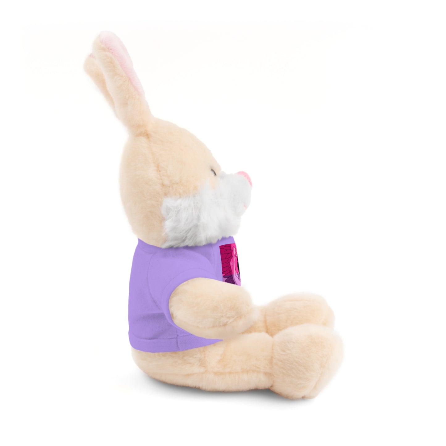 Plush Bear with Graphic Tee — Cute Pink & Blue Skateboard Design