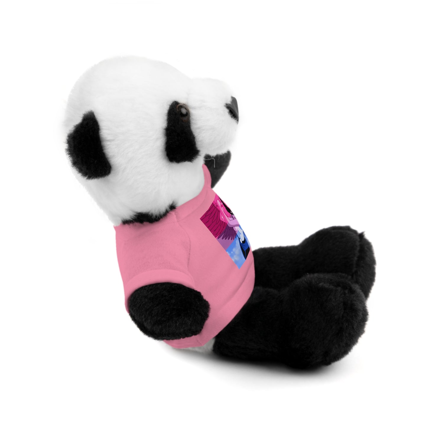 Plush Bear with Graphic Tee — Cute Pink & Blue Skateboard Design