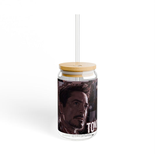16oz Character Photo Sipper Glass – Retro Hero Portrait Design