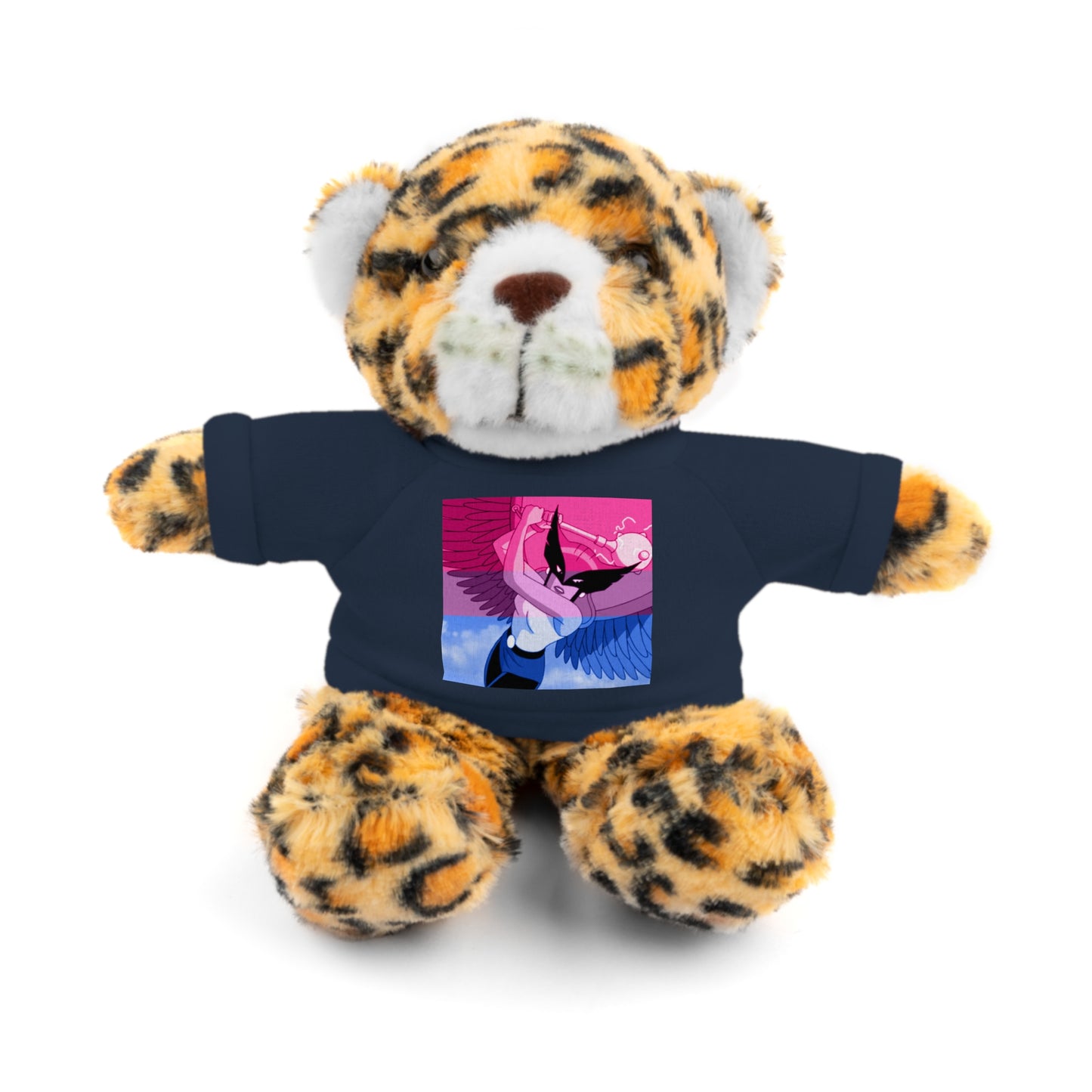 Plush Bear with Graphic Tee — Cute Pink & Blue Skateboard Design