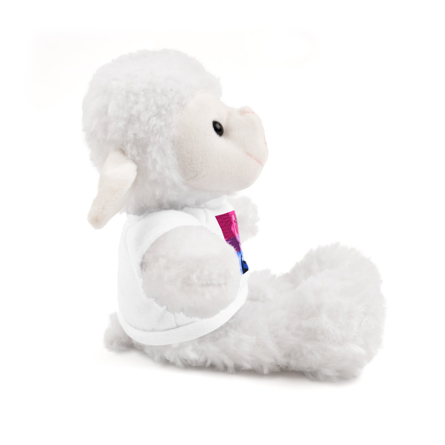 Plush Bear with Graphic Tee — Cute Pink & Blue Skateboard Design