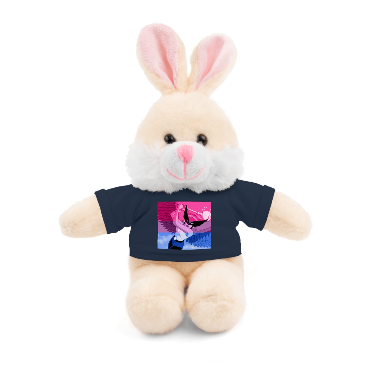 Plush Bear with Graphic Tee — Cute Pink & Blue Skateboard Design