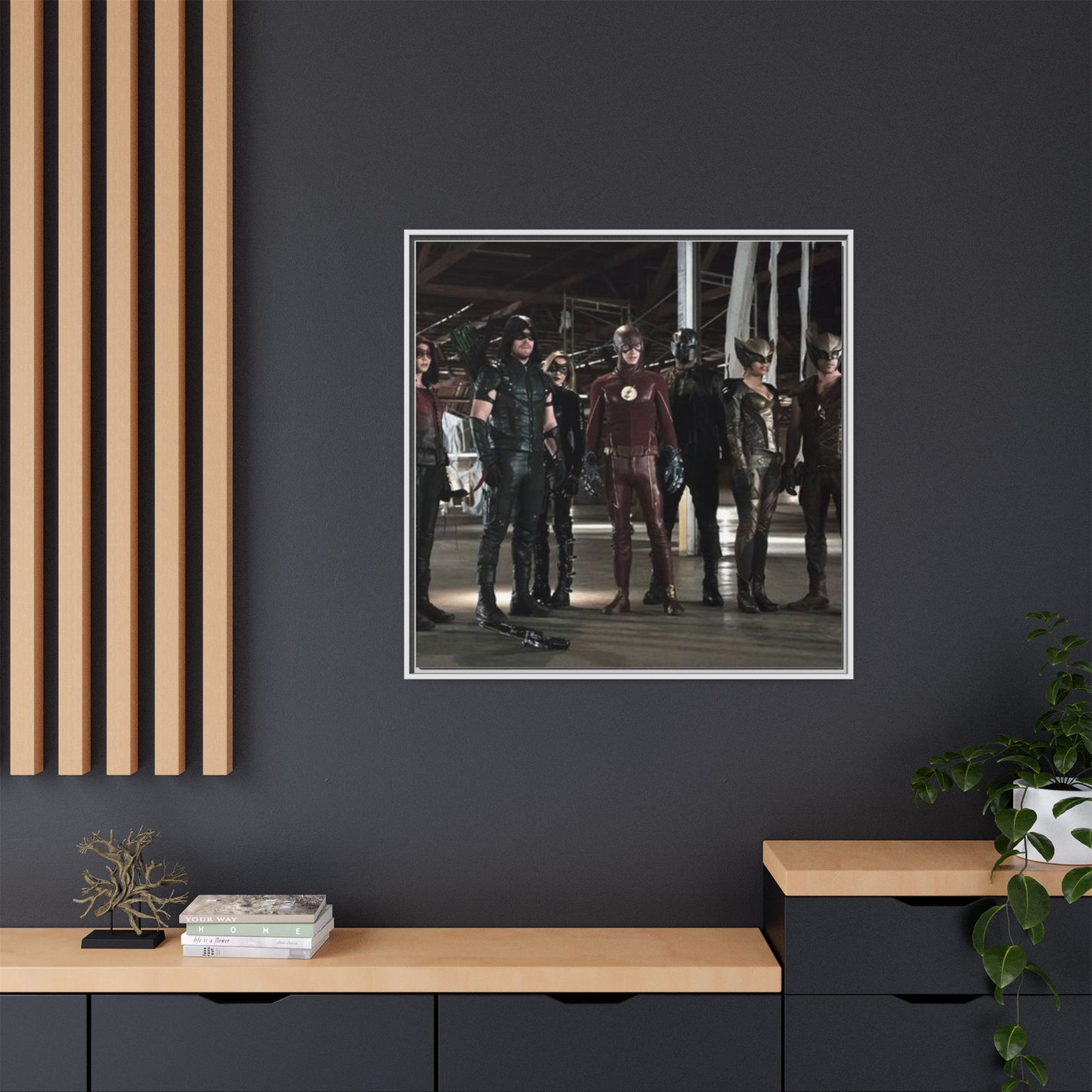 Framed Matte Canvas Panel - Superhero Team Photo Print