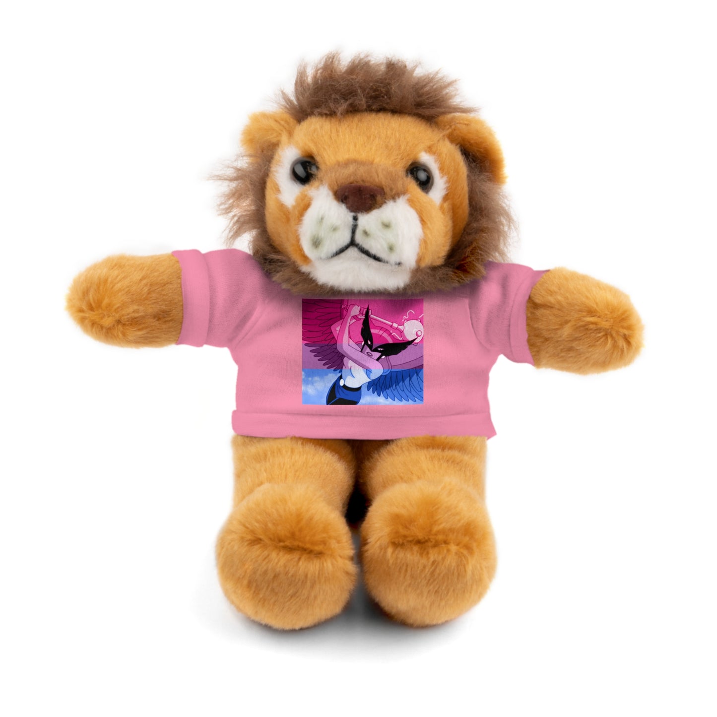 Plush Bear with Graphic Tee — Cute Pink & Blue Skateboard Design